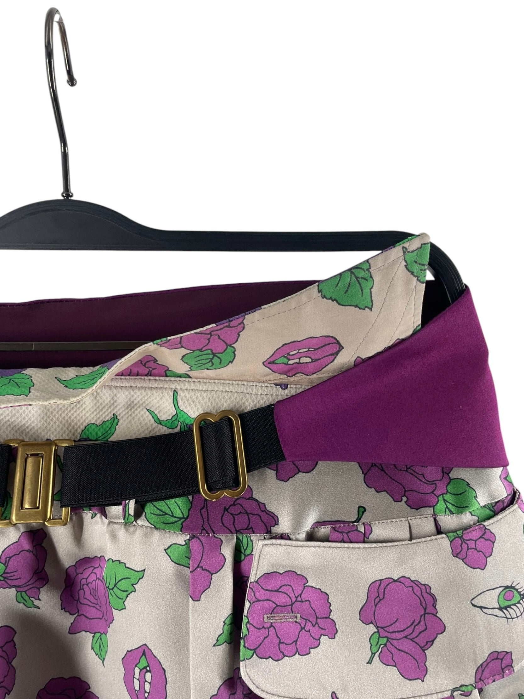 UNDERCOVER/Skirt/2/Floral Pattern/Silk/BRW/PURPLE FLORAL BUCKLE SKRT view 4