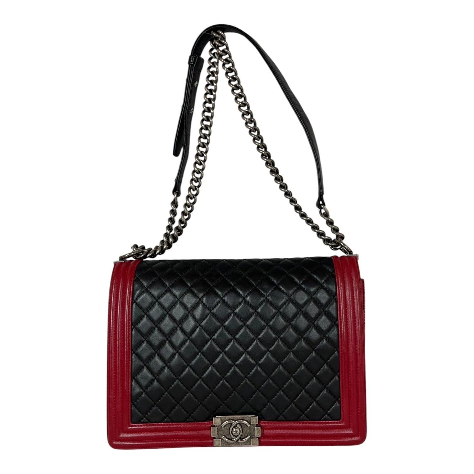 CHANEL/Cross Body Bag/Border/Leather/BLK/RED BORDER MEDIUM BOY BAG view 1