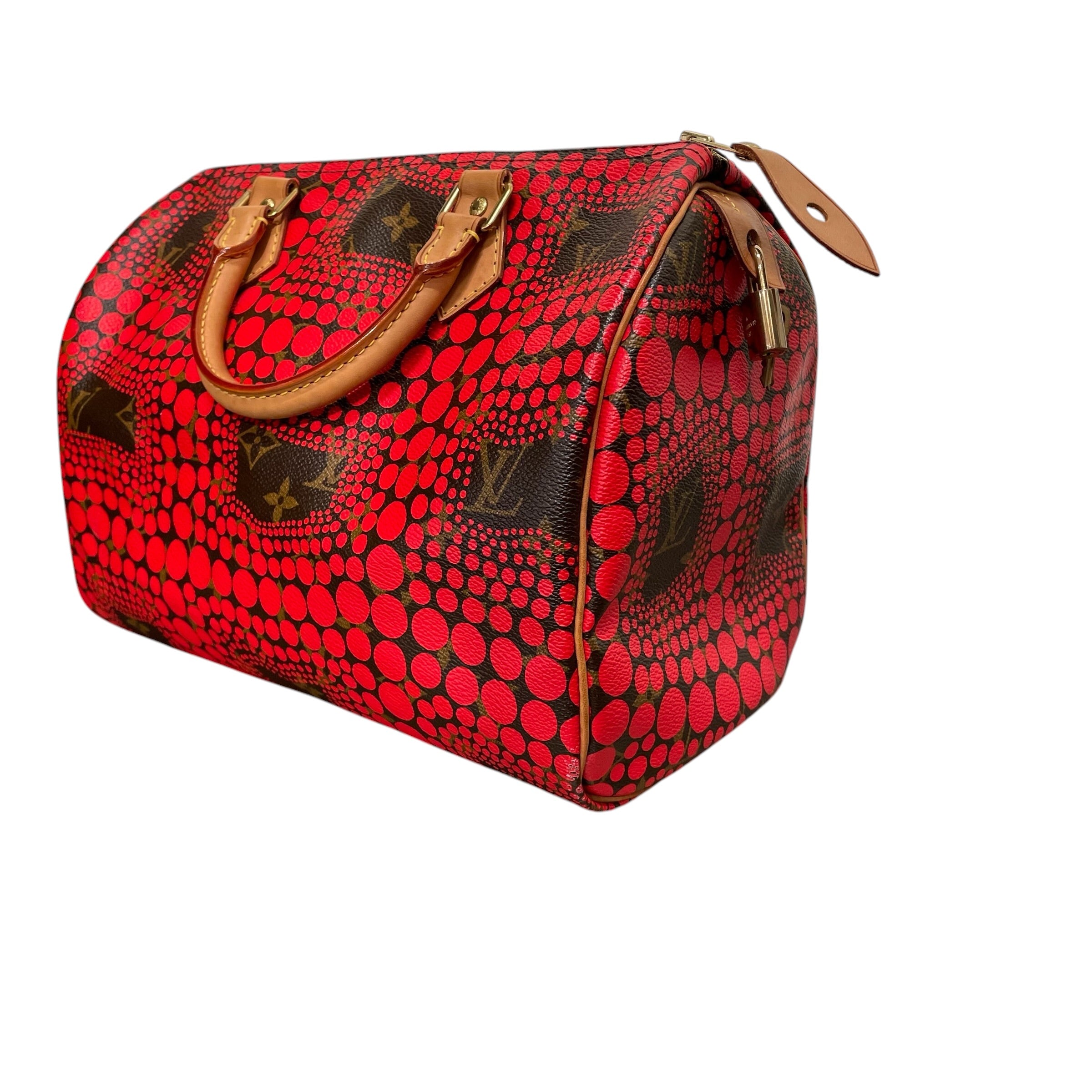 LOUIS VUITTON/Hand Bag/Graphic/Leather/RED/town speedy 30 yayoi kusama view 3