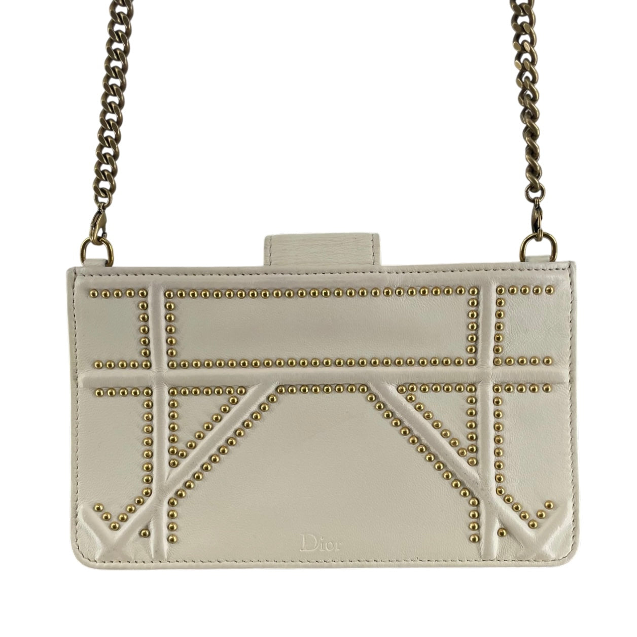 Christian Dior/Cross Body Bag/Leather/WHT/GOLD STUD HARDWARE view 6