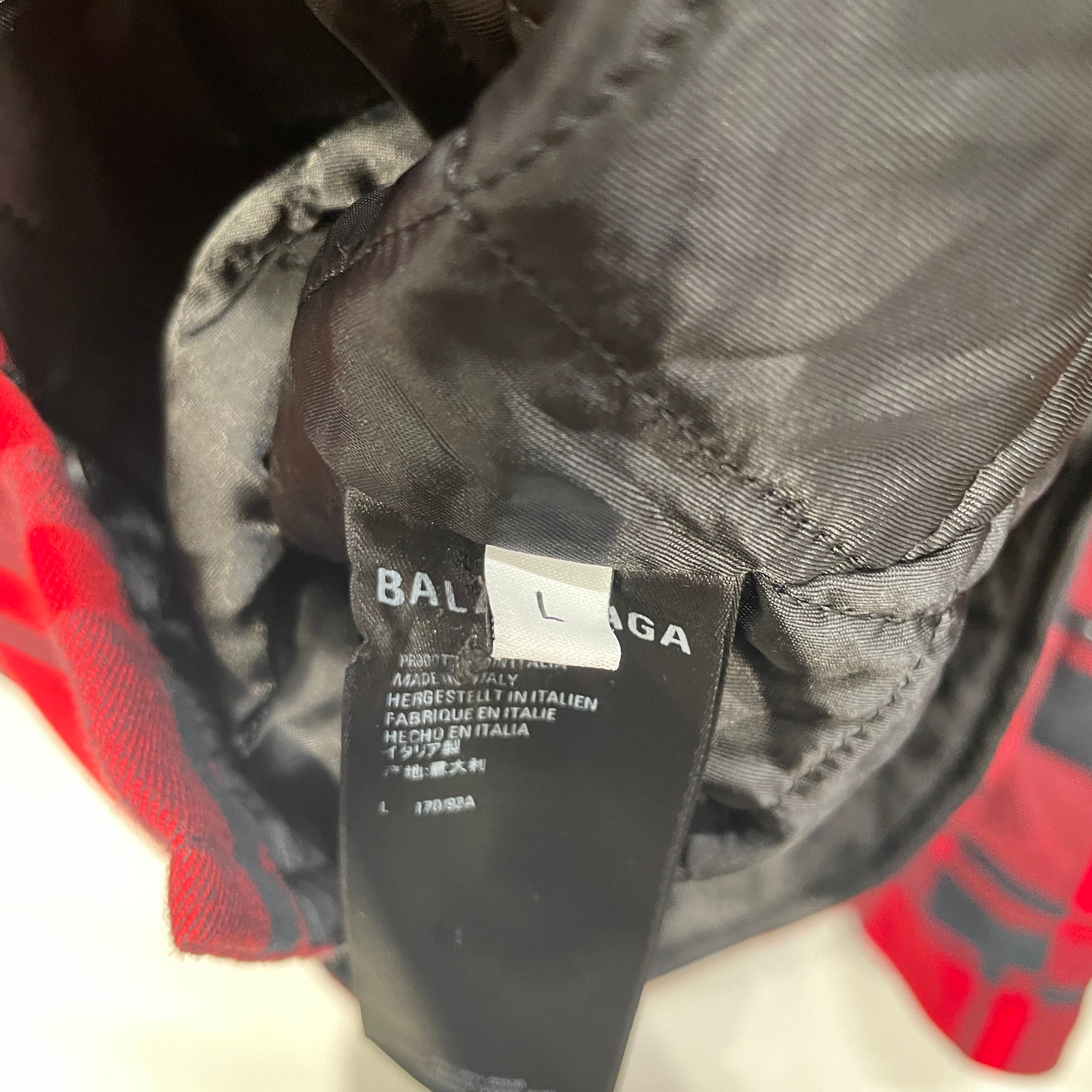 BALENCIAGA/Puffer Jkt/L/Cotton/RED/Plaid/BUFFALO CHECK ASYMETRIC BUTTON view 5