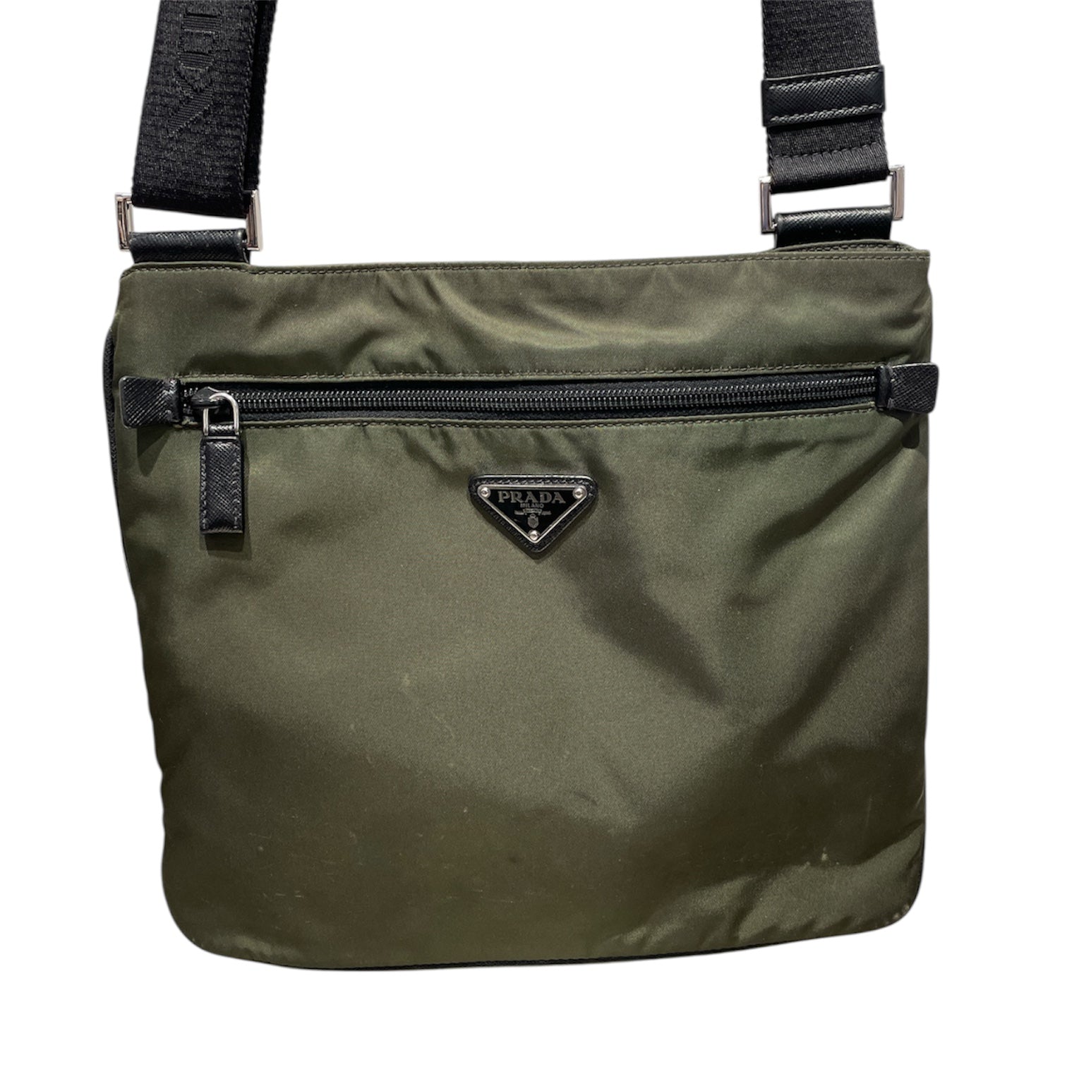 PRADA/Cross Body Bag/Nylon/GRN/Nylon Messenger Bag view 3