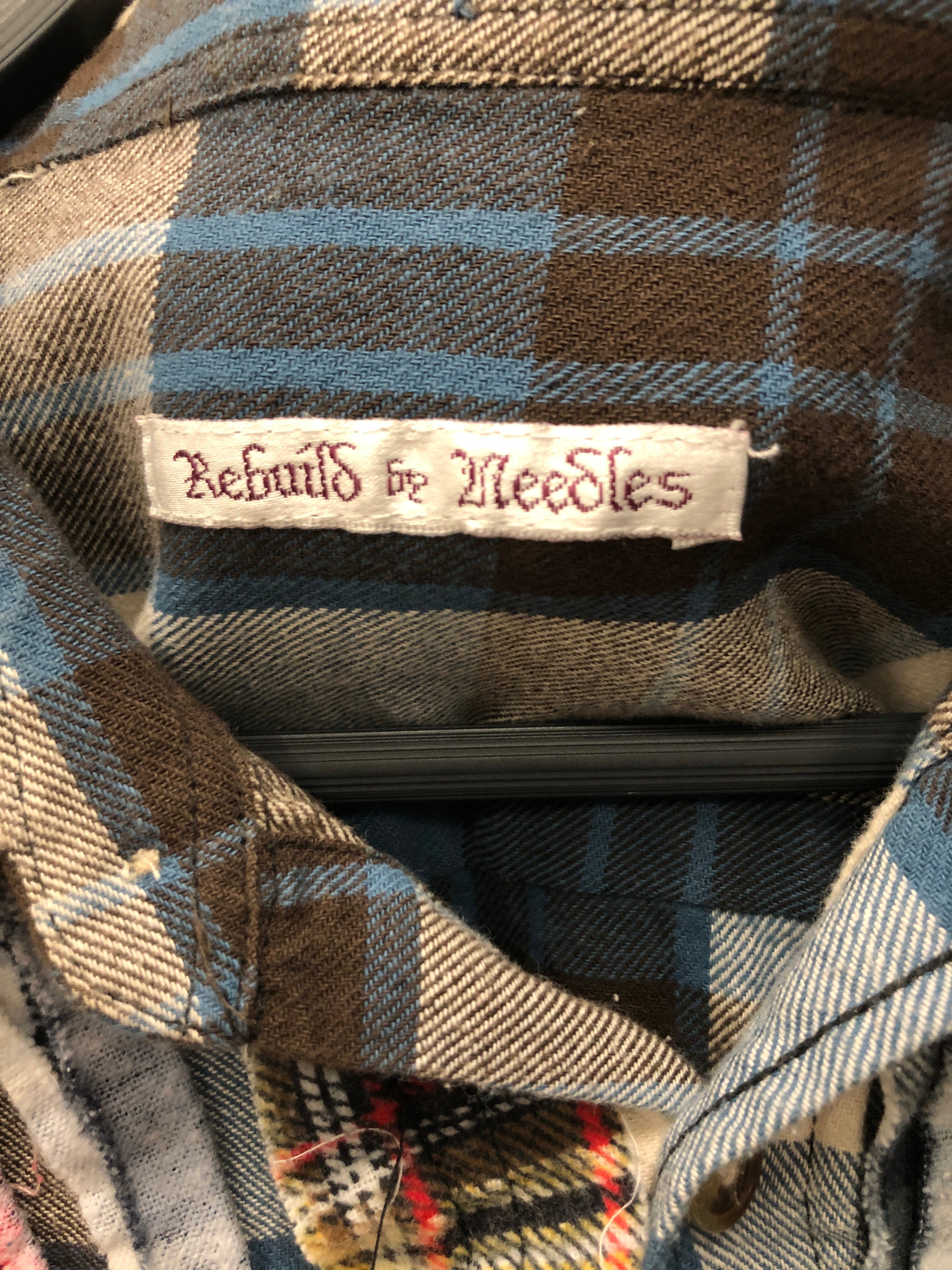 Rebuild by Needles/Flannel Shirt/XL/Cotton/MLT/Plaid/sewn flannel peices down mid view 3