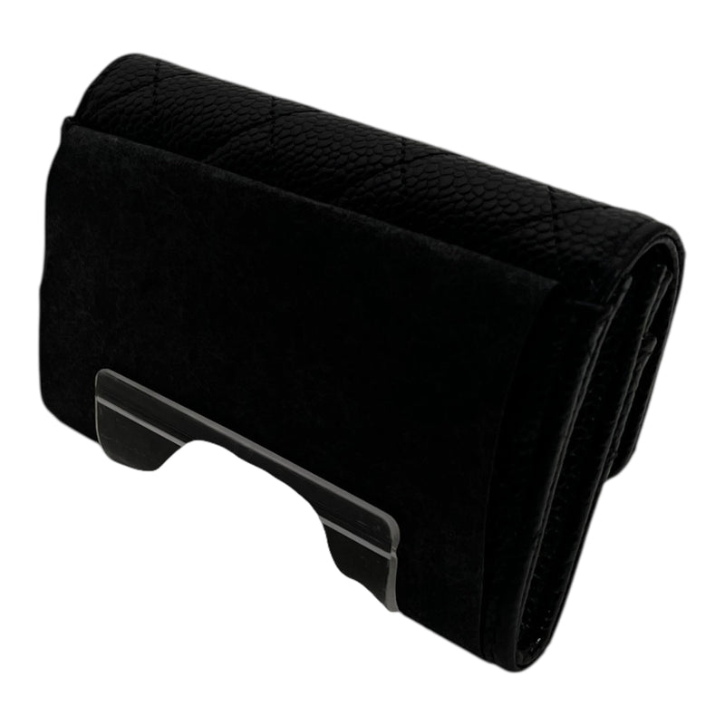CHANEL/Bifold Wallet/Leather/BLK/CARDHOLDER