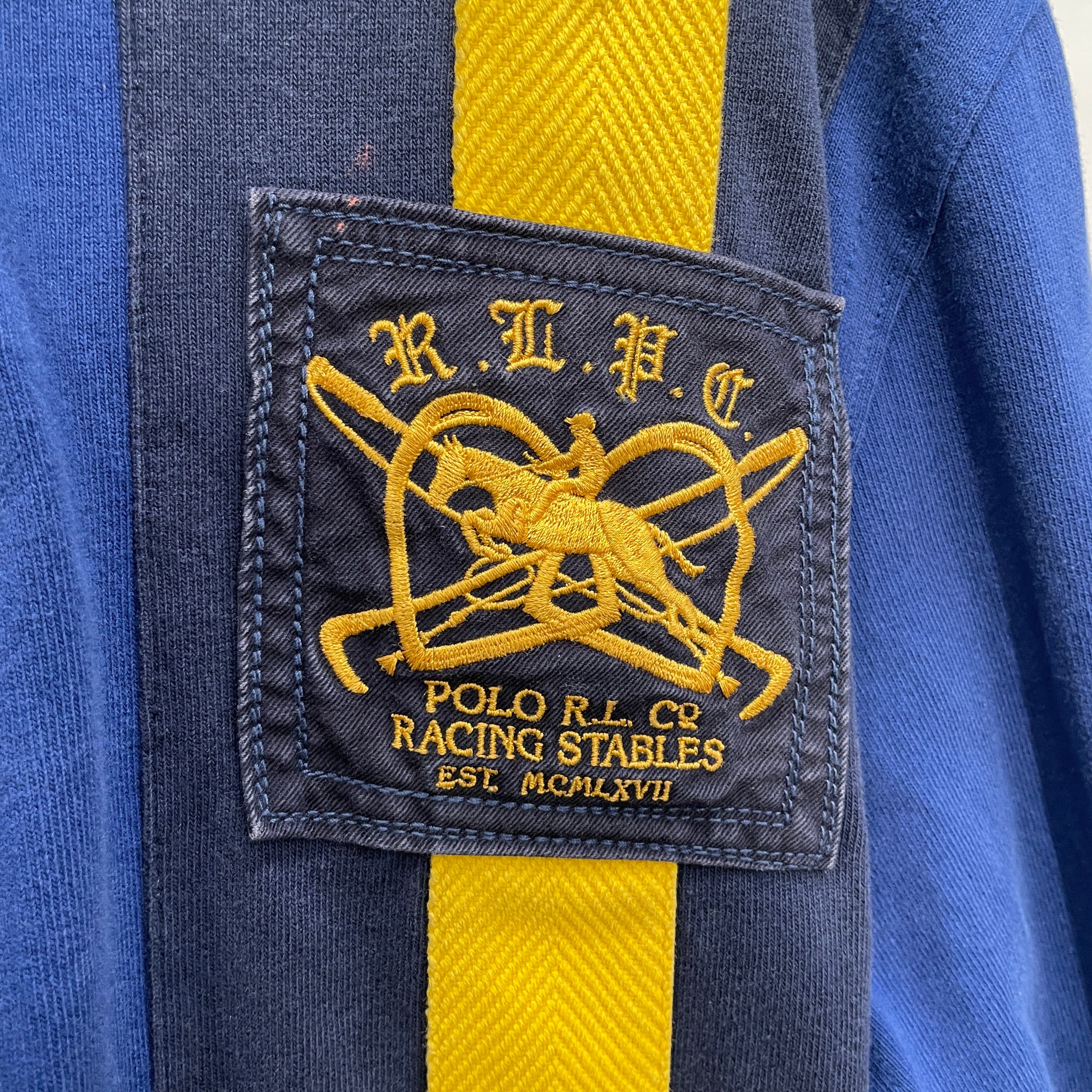 POLO RALPH LAUREN/Polo Shirt/L/Cotton/NVY/Stripe/YLW STRIPE RUGBY LONG SLEEVE view 6