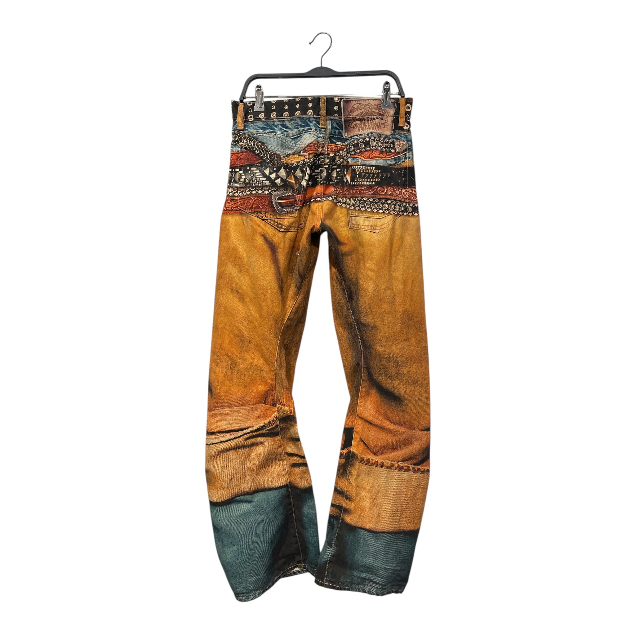 Acne Studios/Straight Pants/46/Cotton/MLT/Graphic/STACKED BELT GRAPHIC view 2