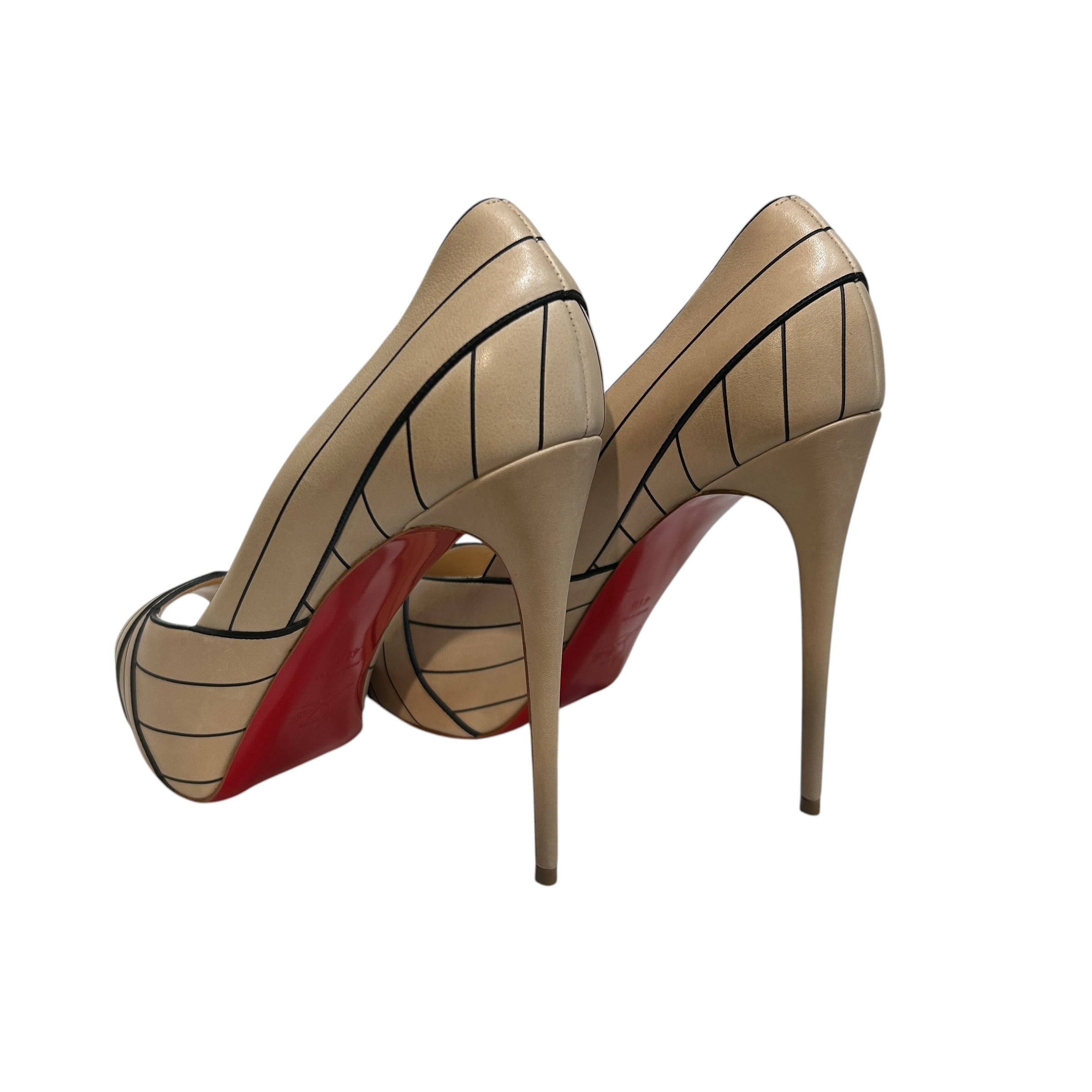 Christian Louboutin/Heels/US 9.5/Leather/BEG/Striped Pumps Heels view 2