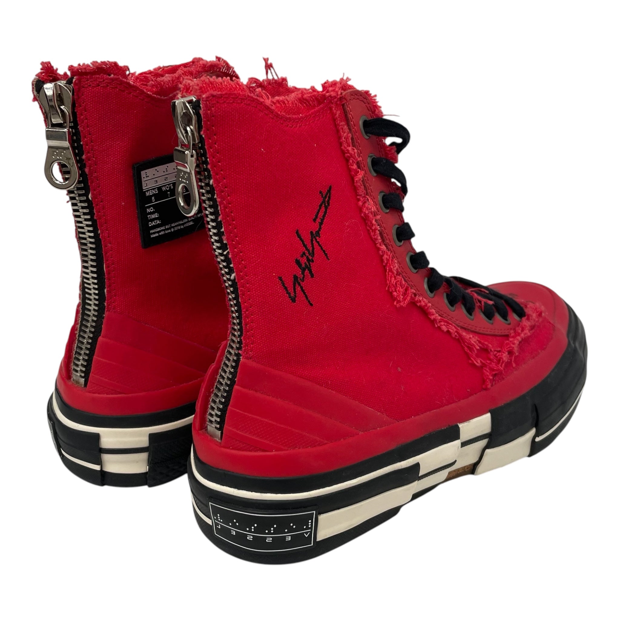 YOHJI YAMAMOTO/Hi-Sneakers/US 5 Men’s/Cotton/RED/ view 2
