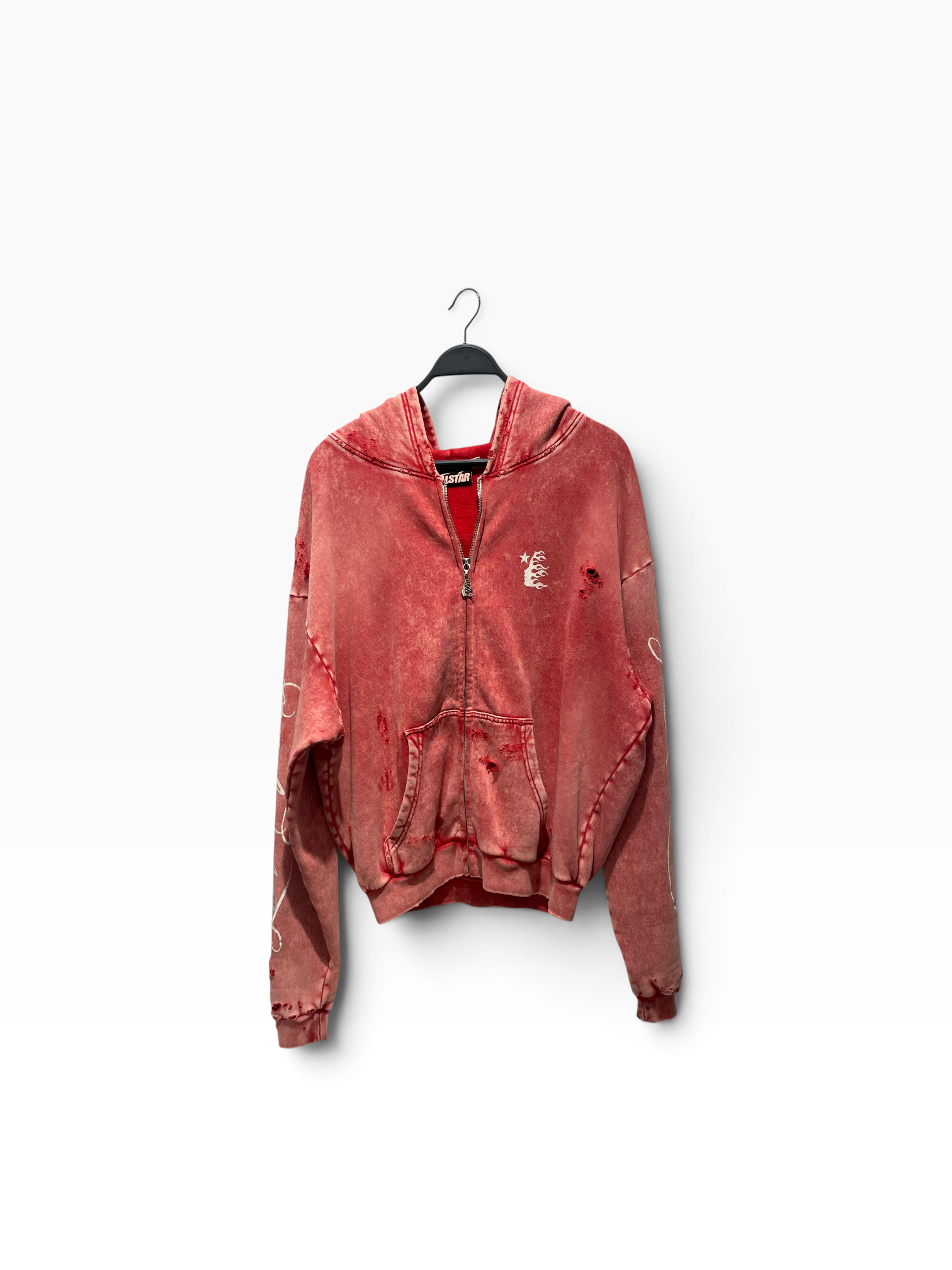 HELLSTAR/Zip Up Hoodie/S/Cotton/RED/ view 1