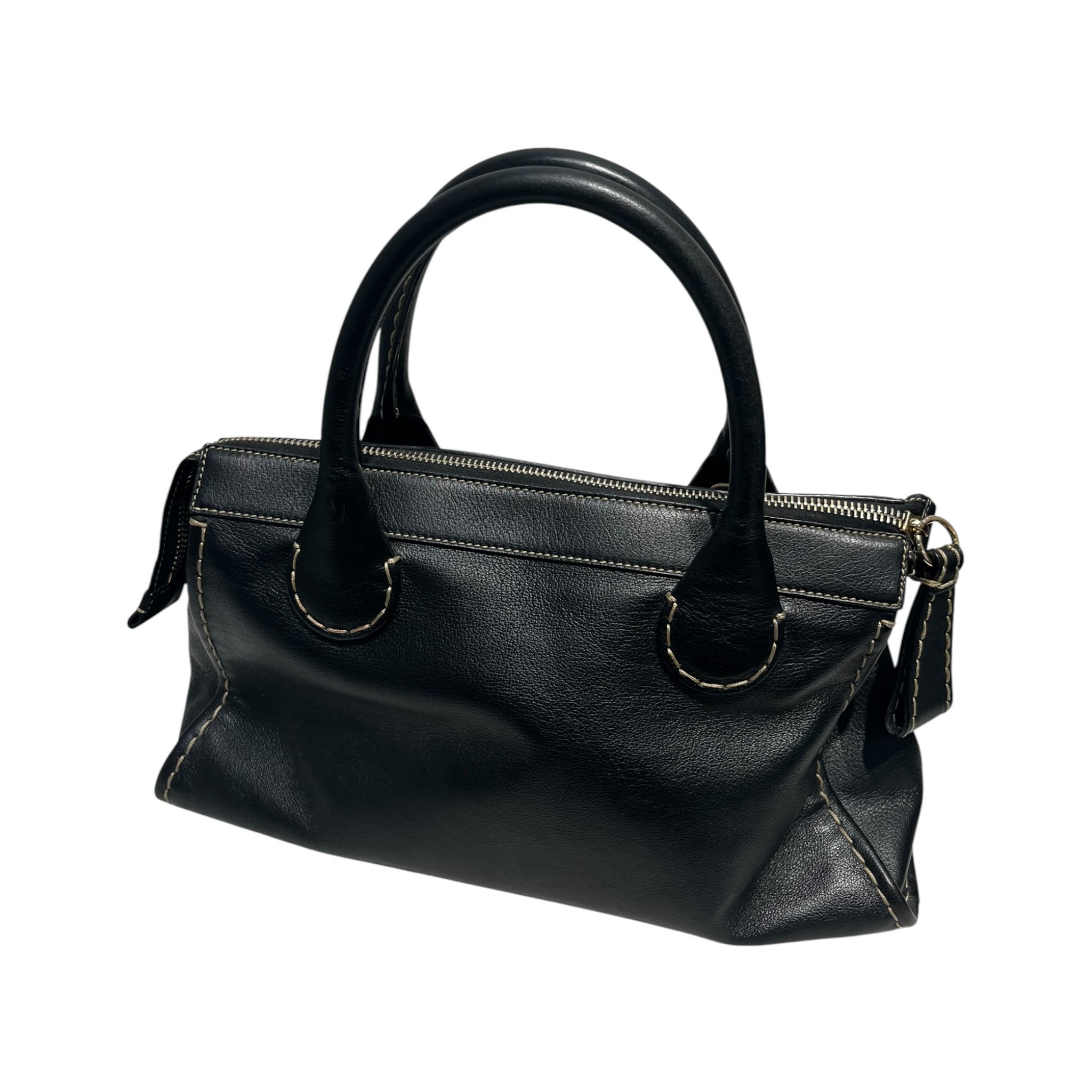 Chloe/Hand Bag/Leather/BLK/chloe edith large white stitch view 2