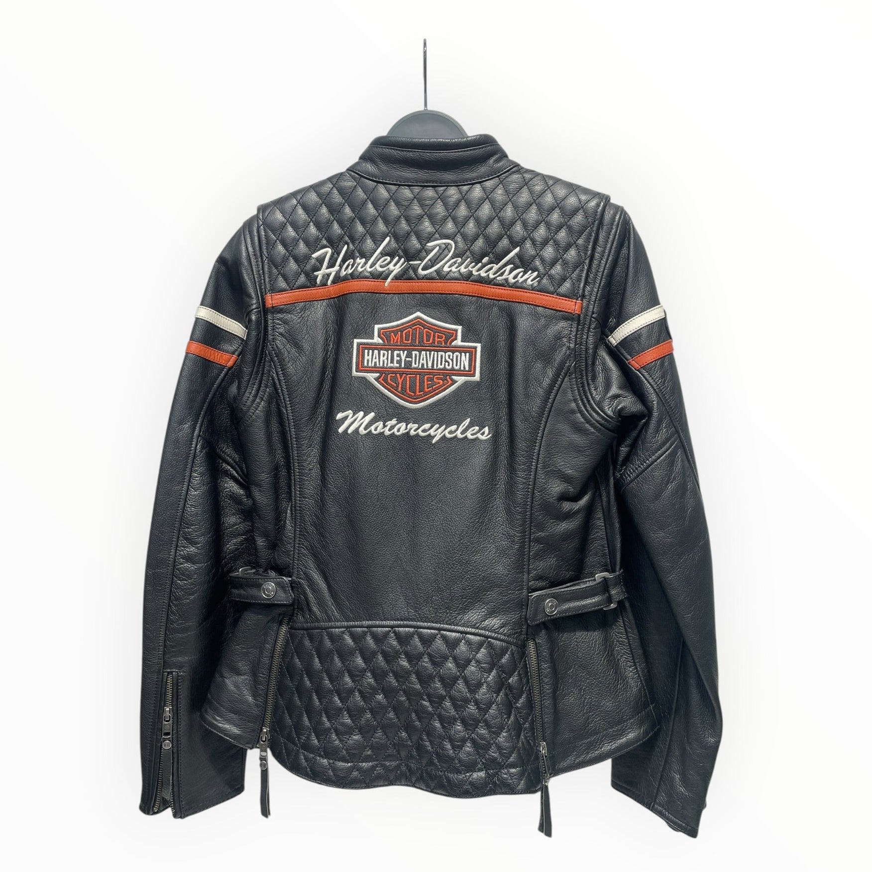 HARLEY DAVIDSON/Leather Jkt/M/Leather/BLK/quilted details/cursive arm view 2