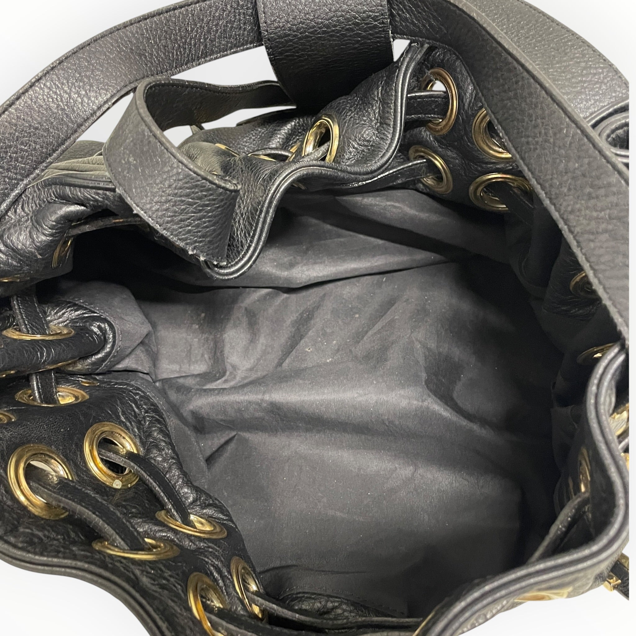 JIMMY CHOO/Hand Bag/Leather/BLK/GOLD RINGS/SHOULDER BAG view 3