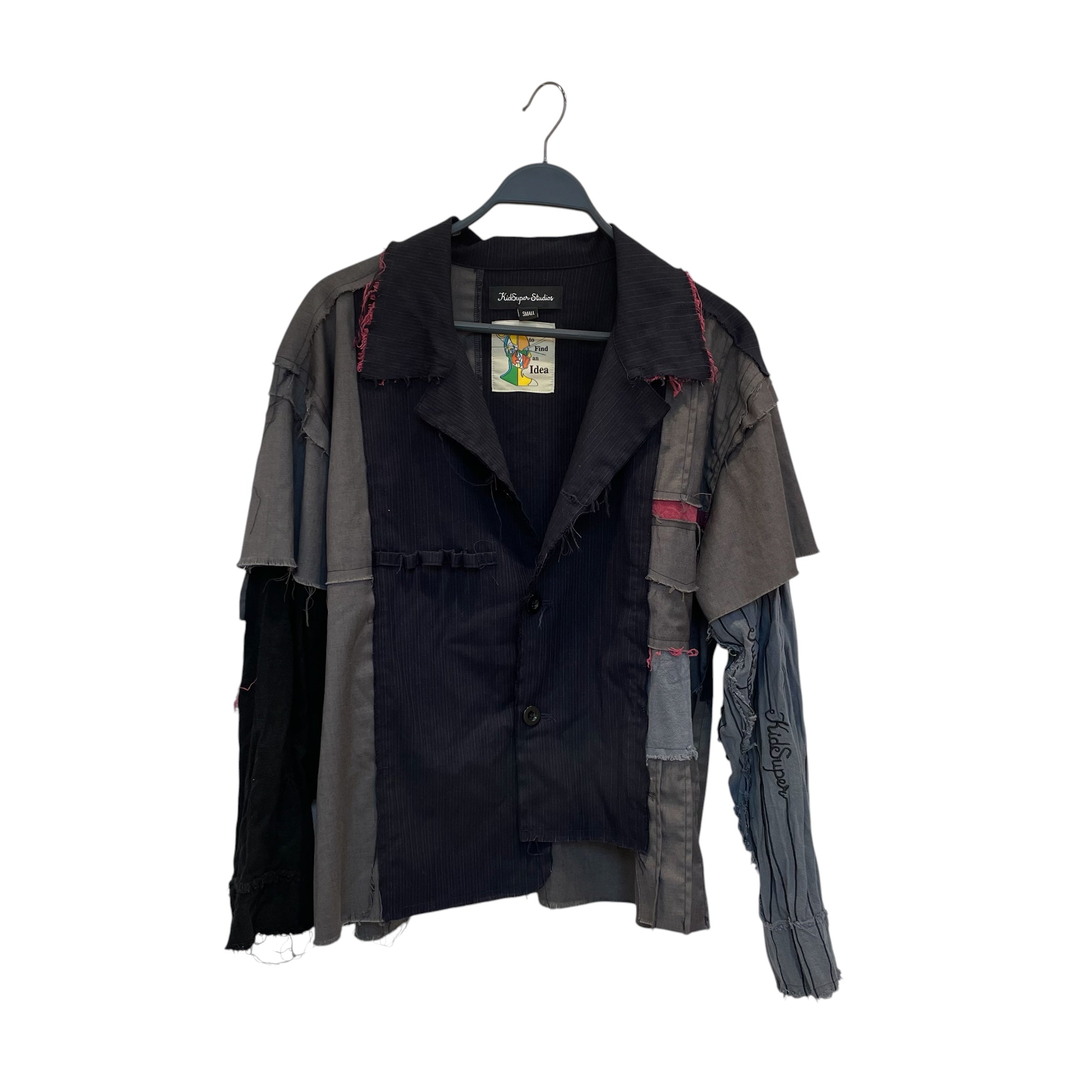 KIDSUPER STUDIOS/Flannel Shirt/SS/Cotton/GRY/DISTORTED THIN TOP view 1