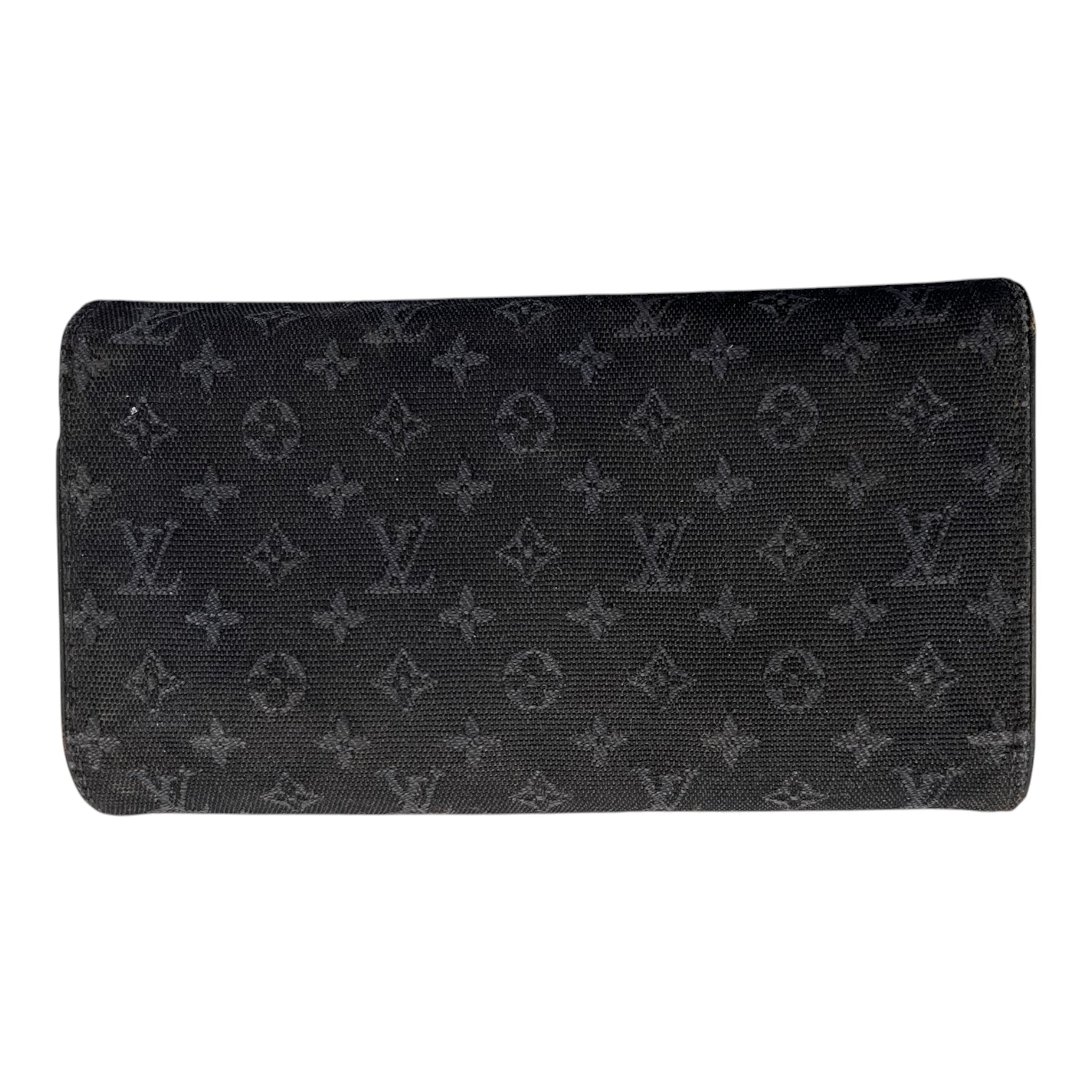 LOUIS VUITTON/Long Wallet/Monogram/Cotton/BLK/L's/brazza view 4