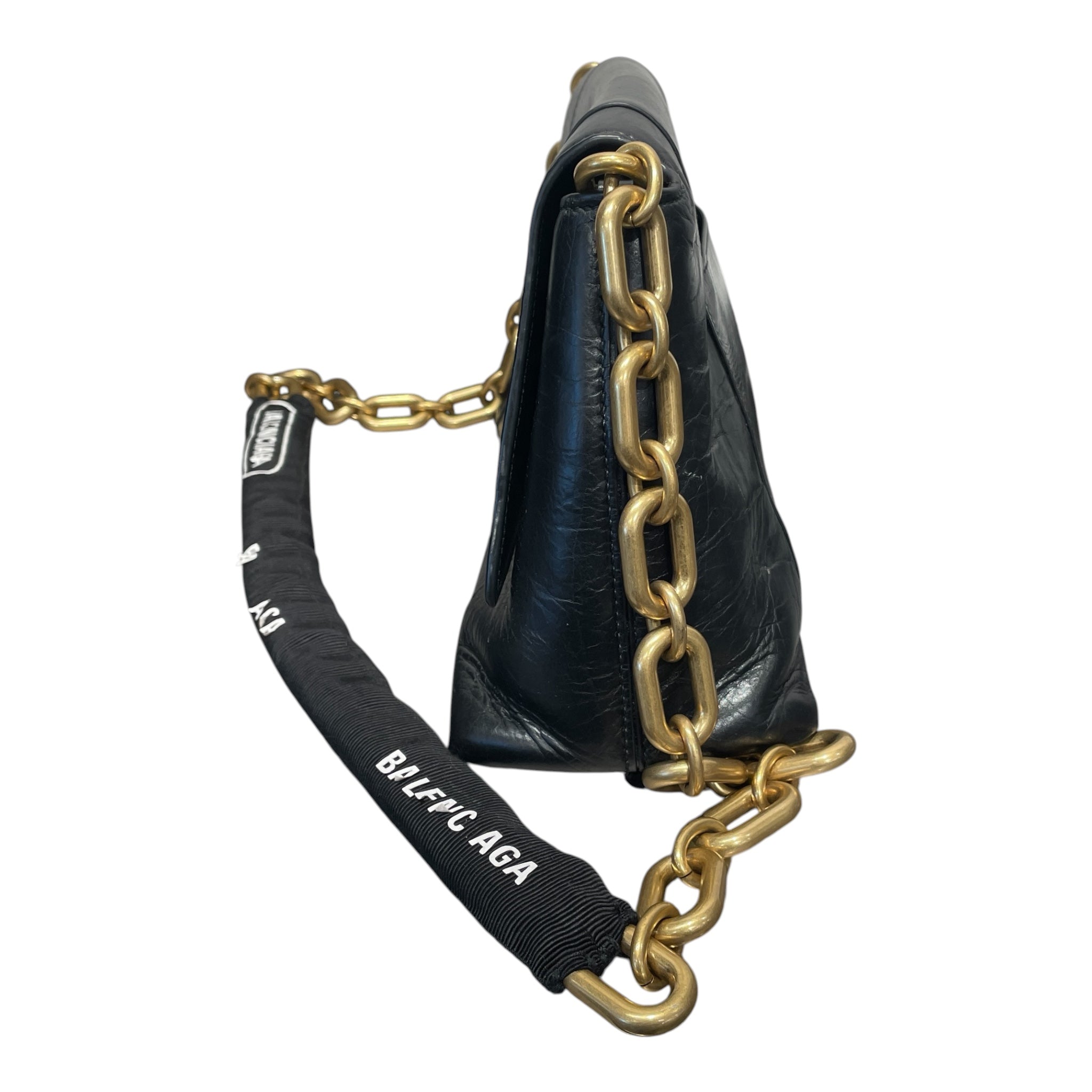 BALENCIAGA/Hand Bag/Leather/BLK/DOWNTOWN HOURGLASS view 3