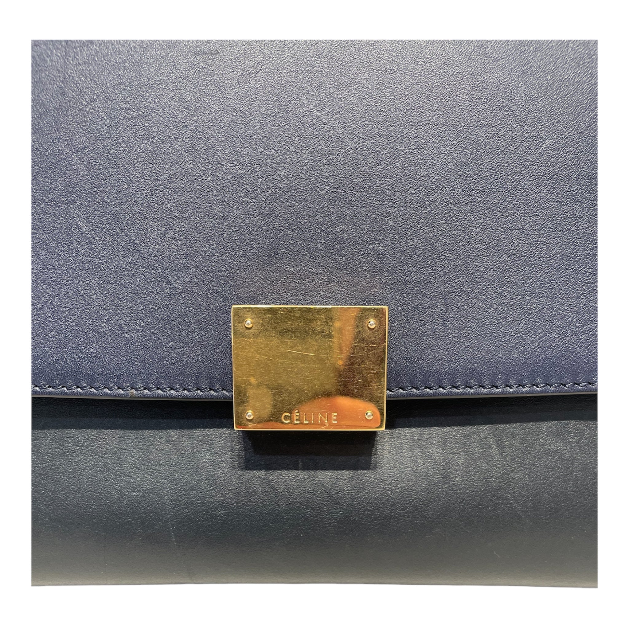 CELINE/Hand Bag/Leather/BLU/trapeze view 6