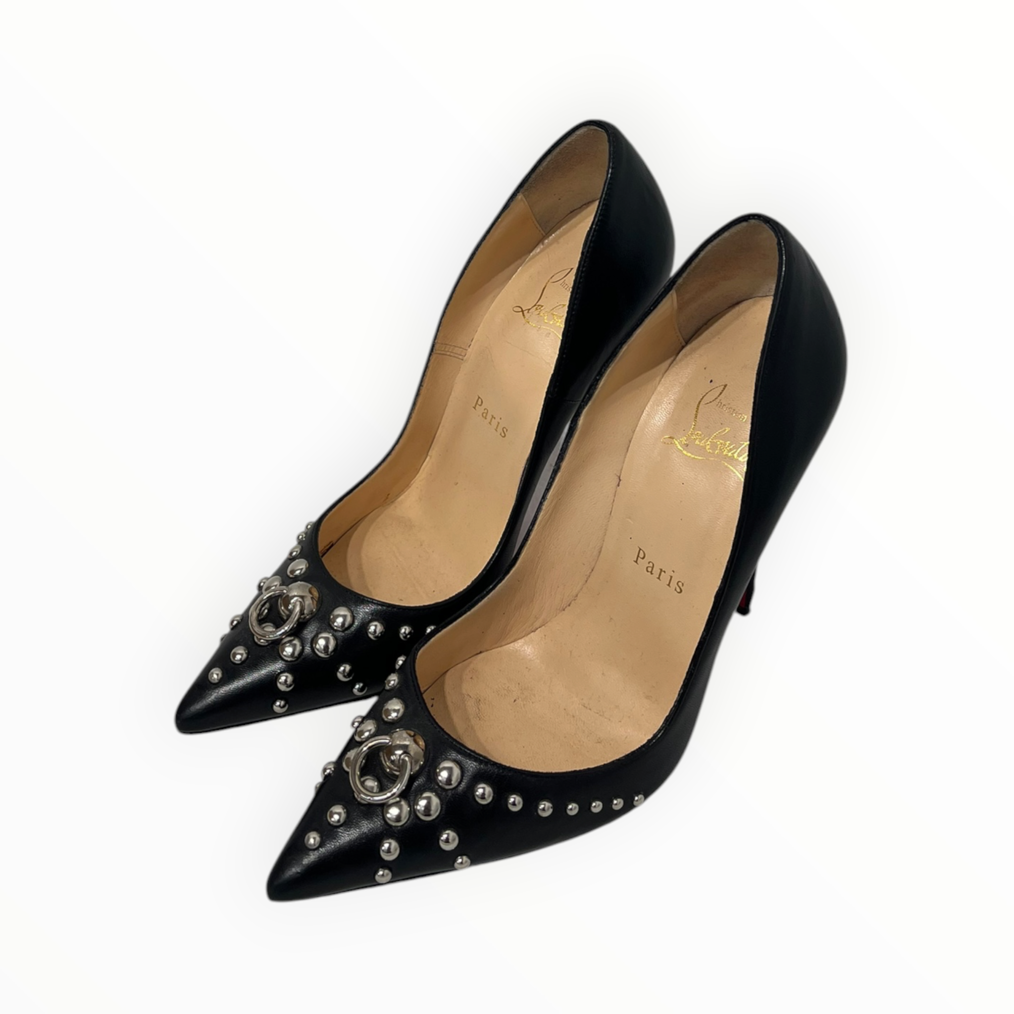 Christian Louboutin/Heels/EU 37/Leather/BLK/DOOR KNOCK PUMPS RED BOTTOMS view 1