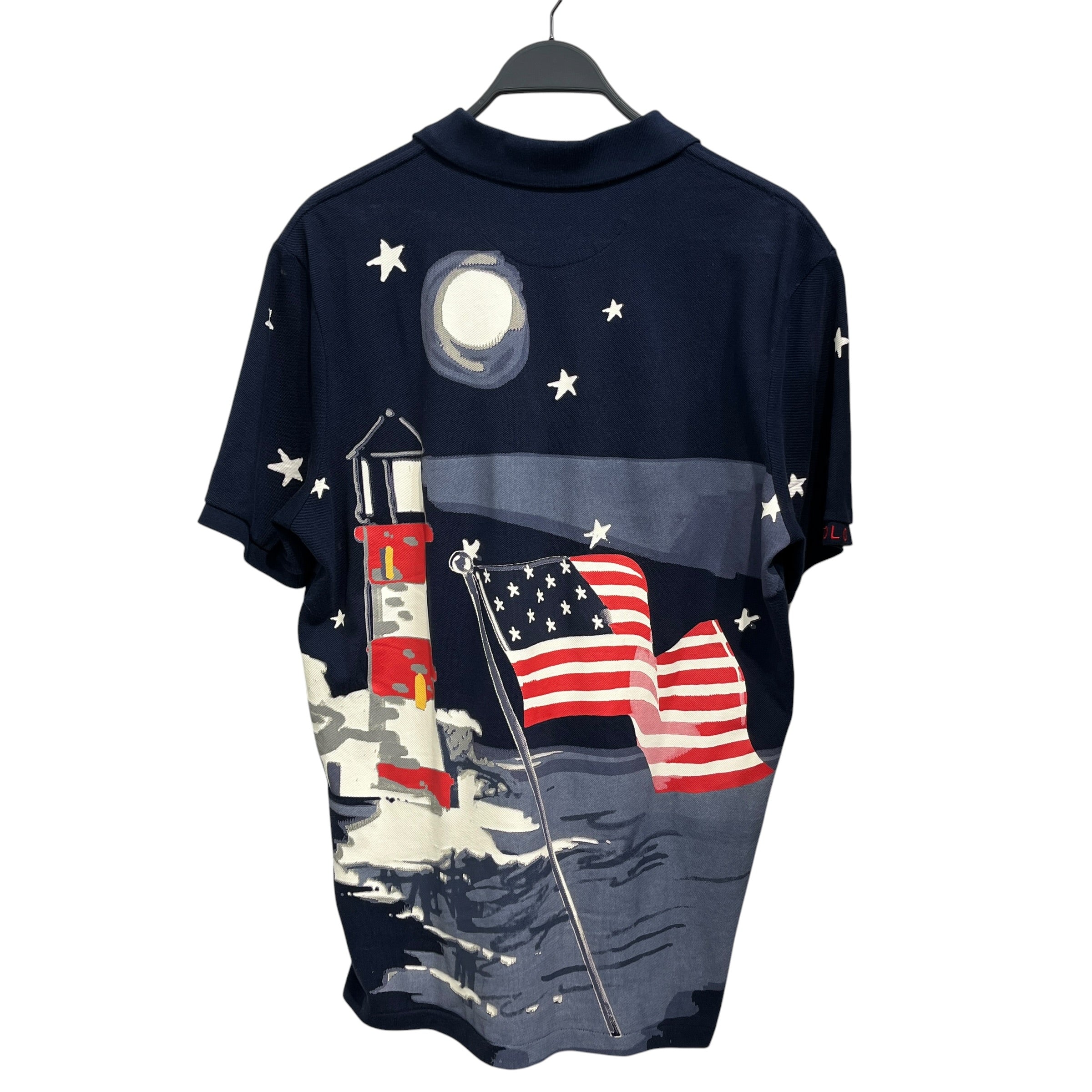POLO RALPH LAUREN/Polo Shirt/M/Cotton/NVY/All Over Print/lighthouse view 2