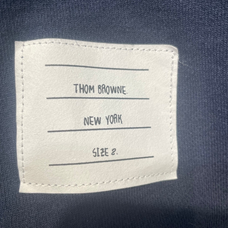 THOM BROWNE. NEW YORK/Sweater/2/Cotton/NVY/Arm stripe crew