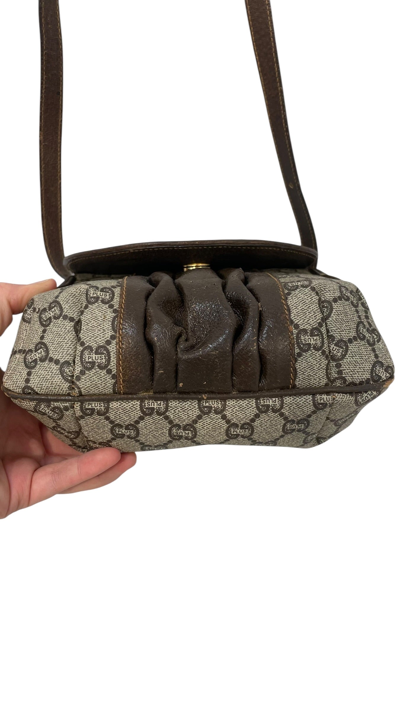 GUCCI/Cross Body Bag/Monogram/Leather/BRW/VINTAGE GG PLUS view 3