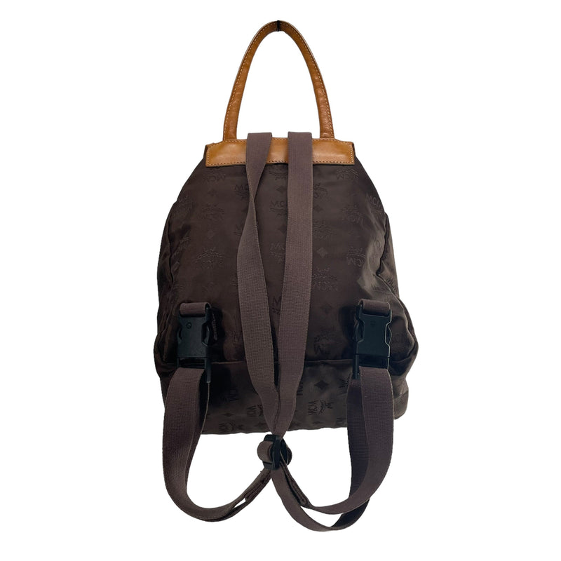 MCM/Backpack/Monogram/Nylon/BRW/NYLON MONOGRAM/LEATHER TRIM