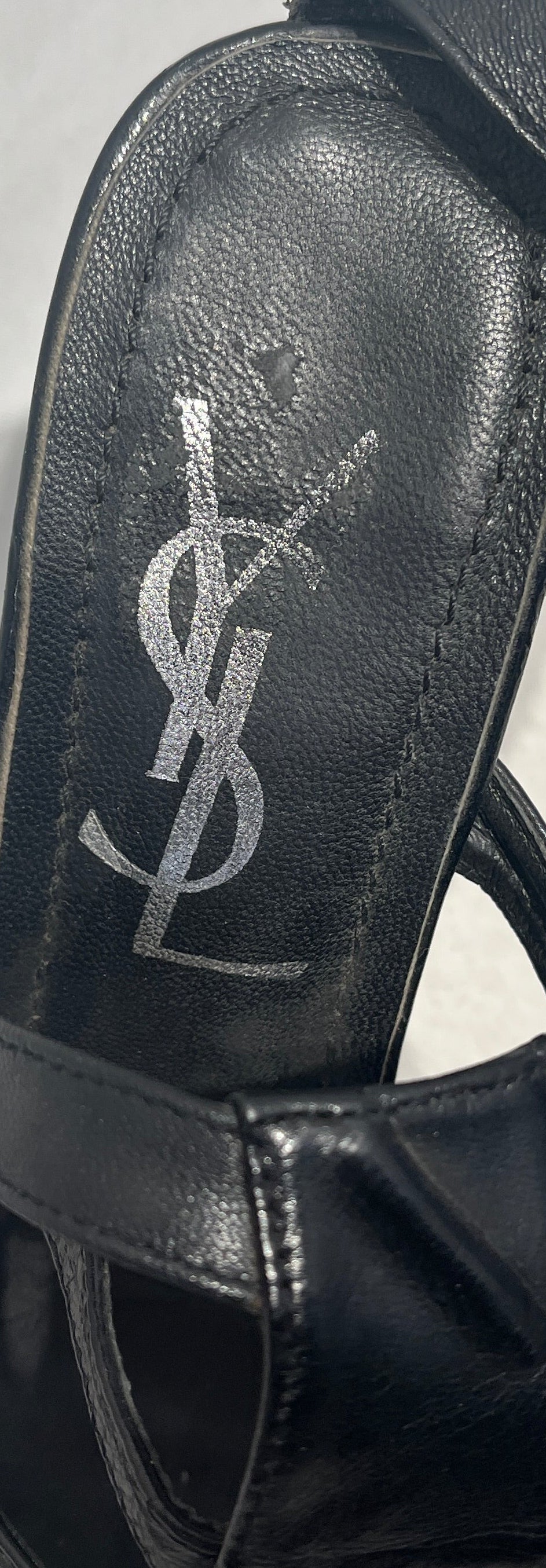 YVES SAINT LAURENT/Heels/EU 36/Leather/BLK/Platform/embossed tribute sandal view 4