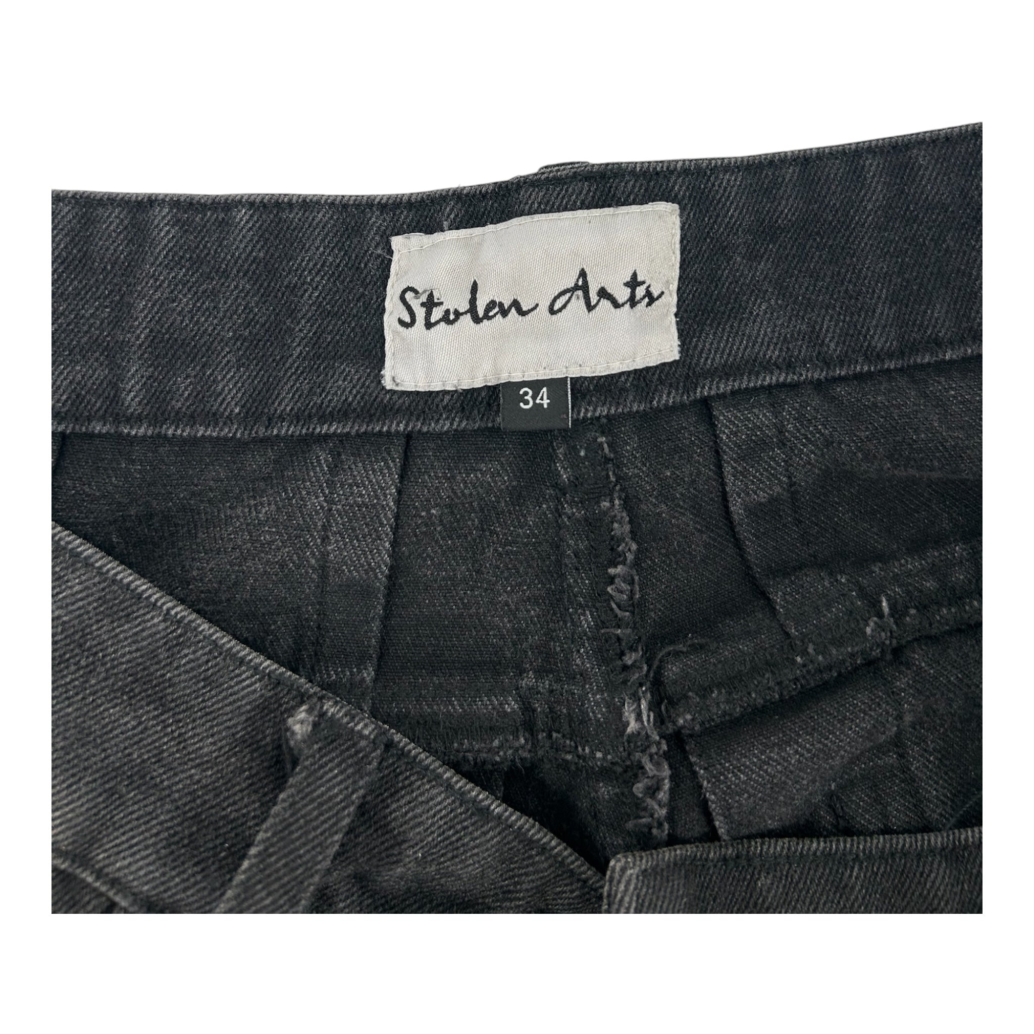 STOLEN ARTS/Straight Pants/34/Cotton/BLK/ZIPPER SIDE view 3