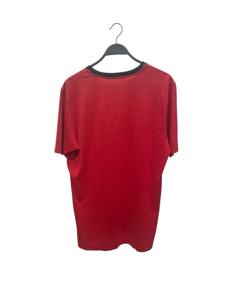 D&G/T-Shirt/48/Cotton/RED/Floral Pattern/CROWN