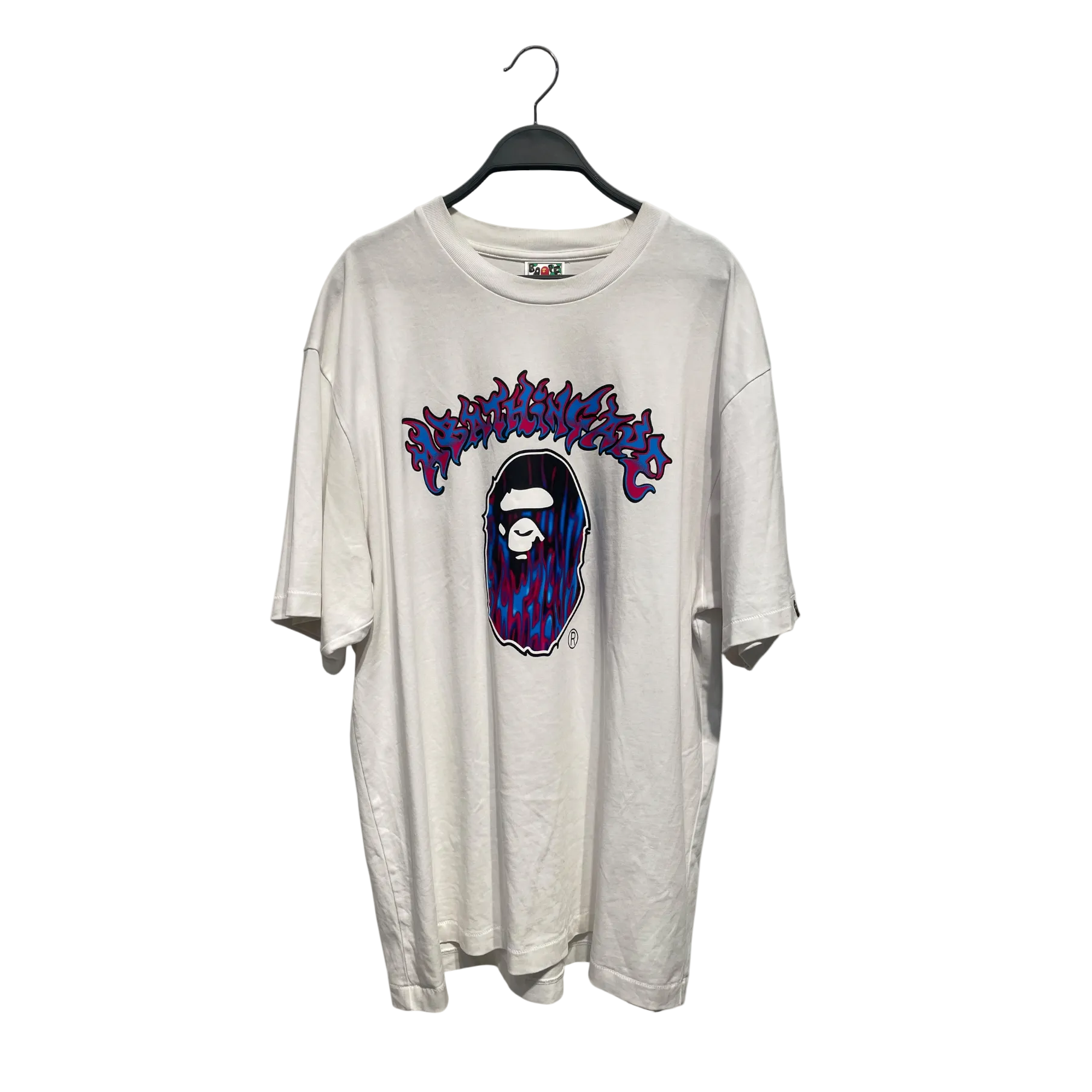 A BATHING APE/T-Shirt/L/Cotton/WHT/Graphic/MAD FLAME TEE view 1