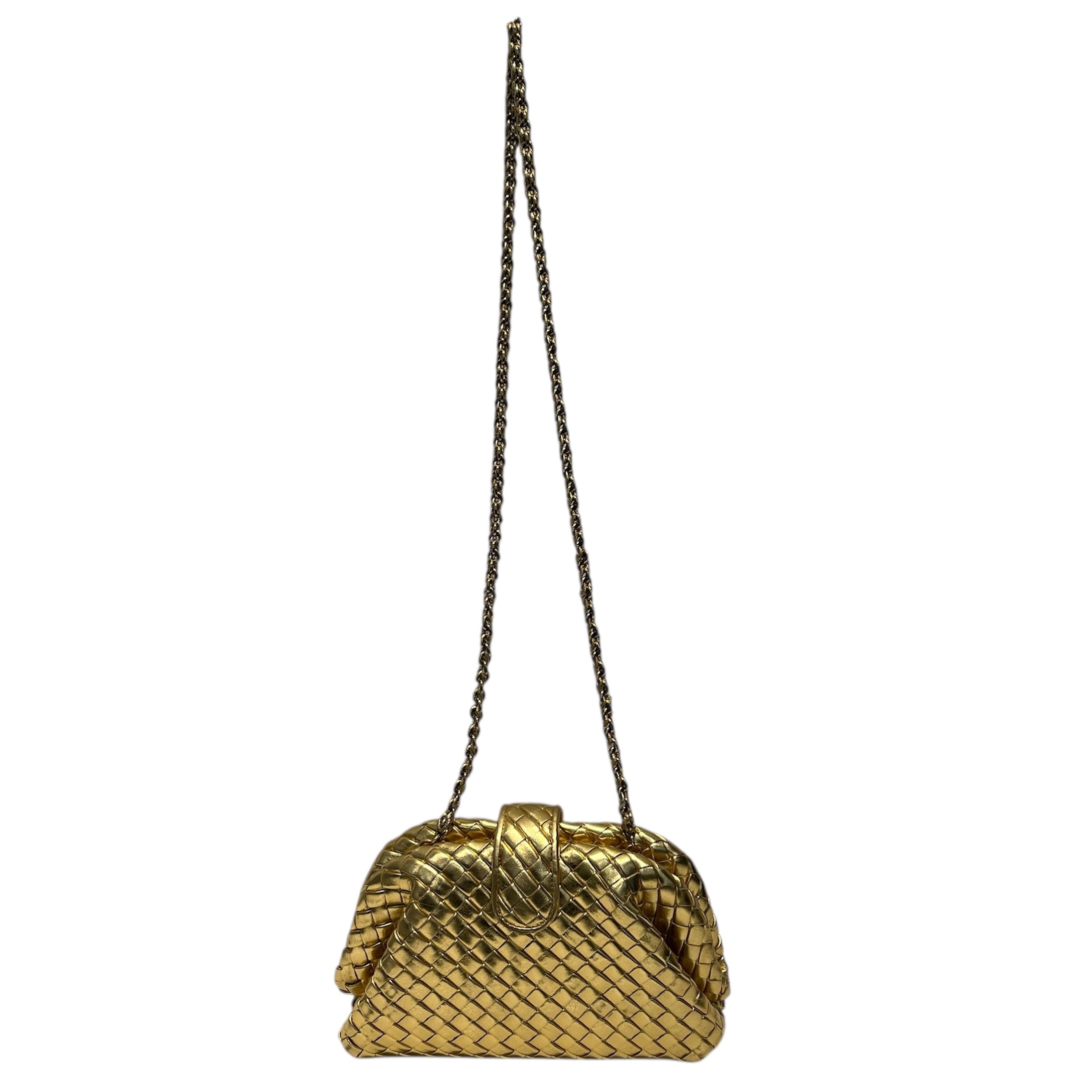 BOTTEGA VENETA/Bag/Leather/GLD/golden woven with mag closure view 2