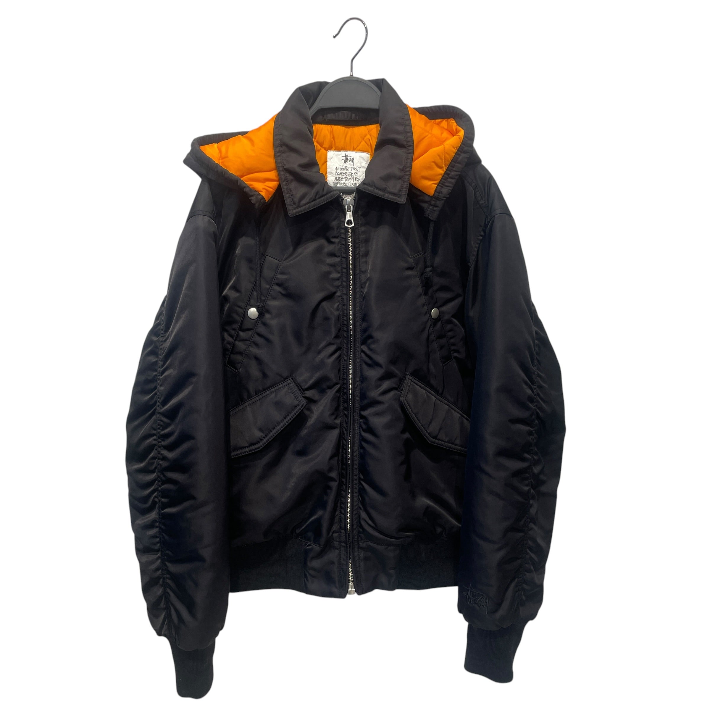 STUSSY/Flight Jkt/S/Nylon/BLK/HOODED FLIGHT BOMBER view 1