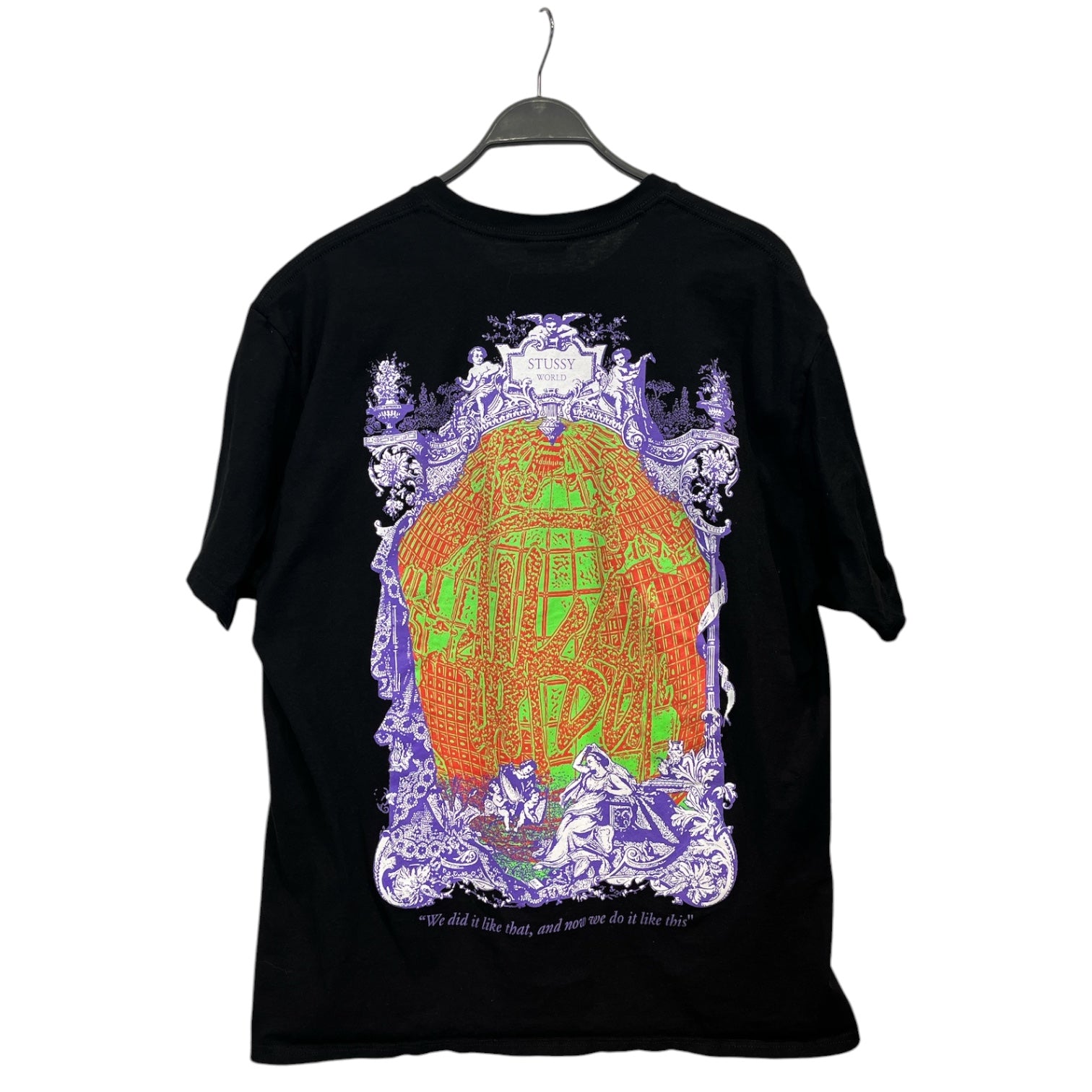 STUSSY/T-Shirt/XL/Cotton/BLK/stussy world purple font view 2