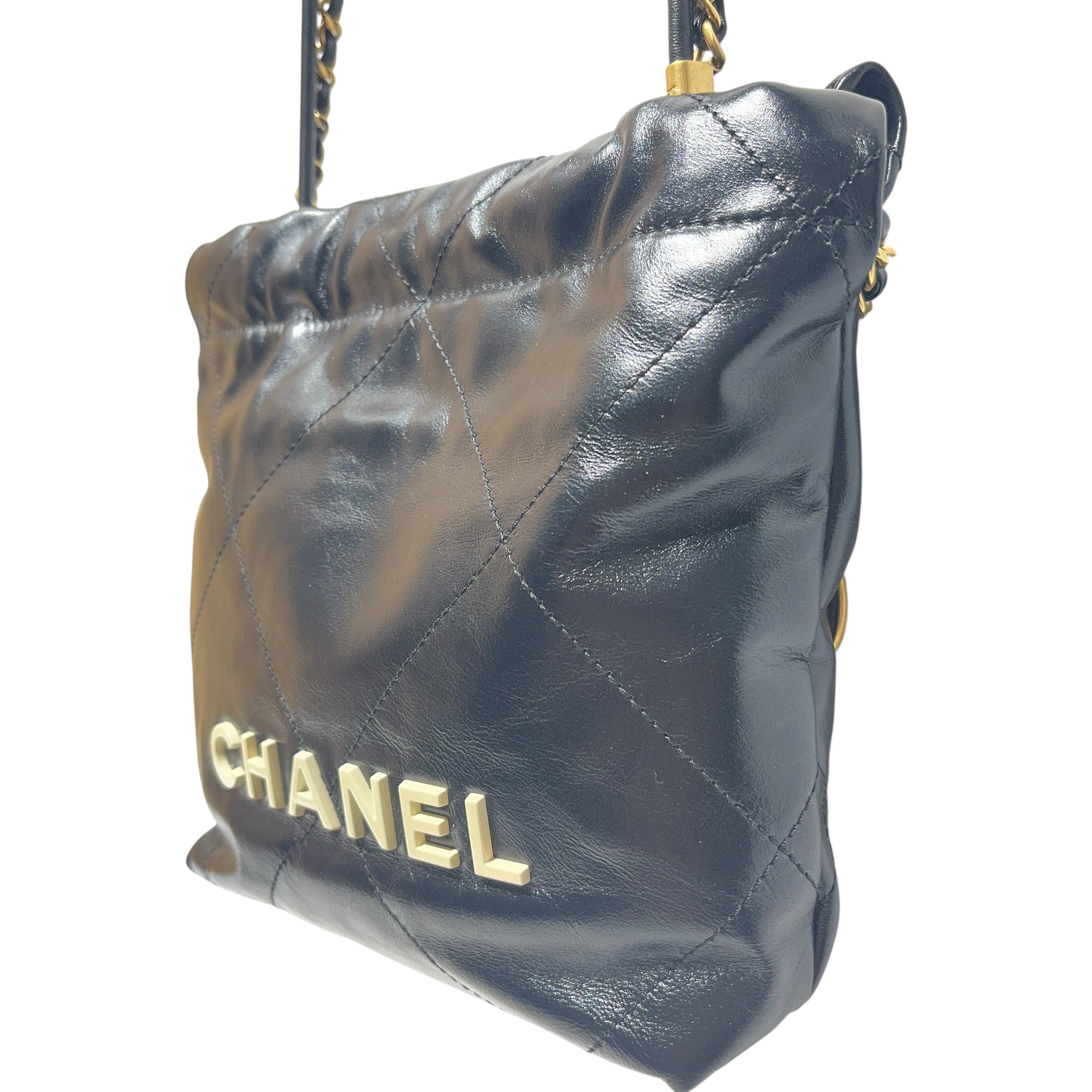CHANEL/Cross Body Bag/Leather/BLK/QUILTED FRONT LOGO view 3
