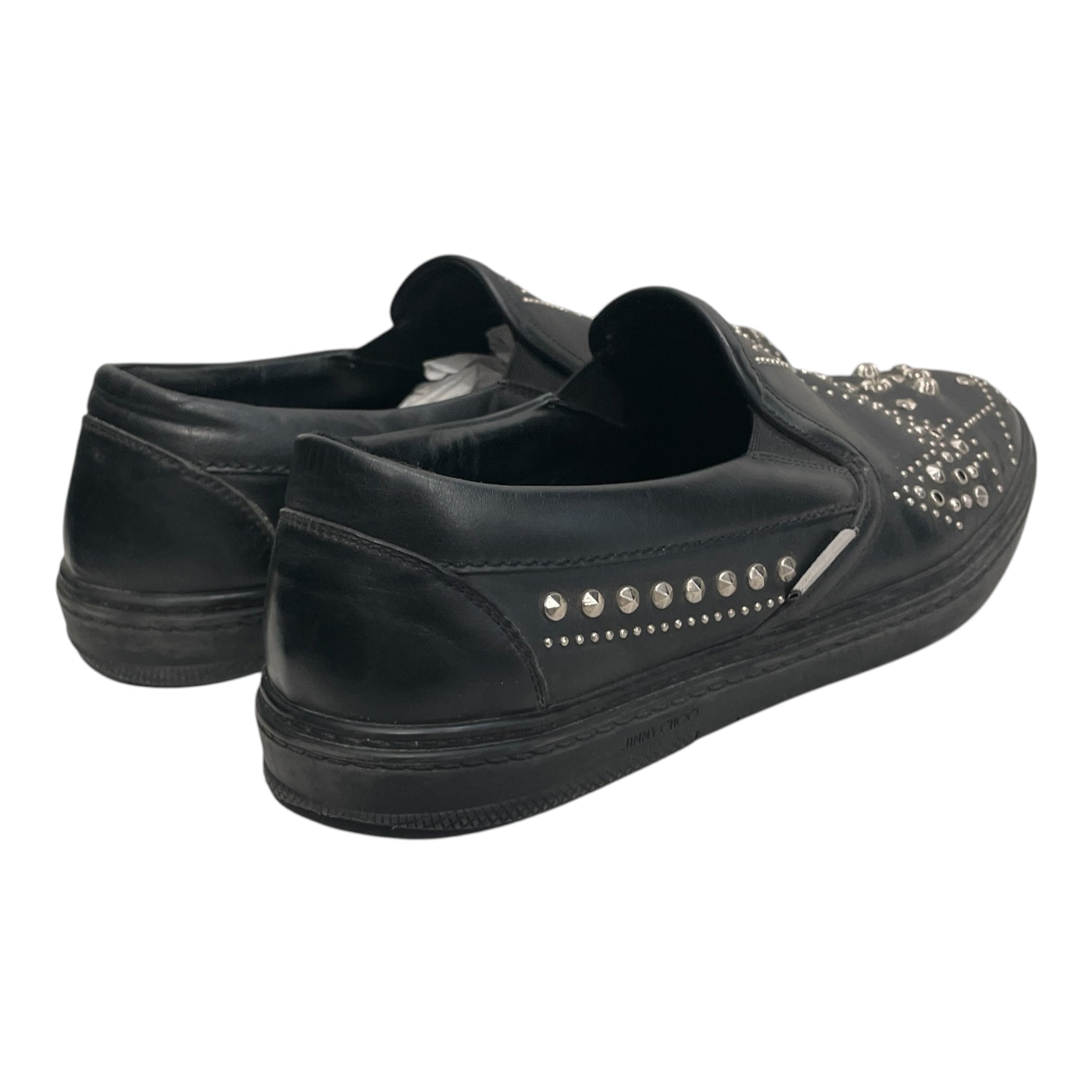 JIMMY CHOO/Low-Sneakers/EU 42/Leather/BLK/STUDDED SLIP ONS view 2