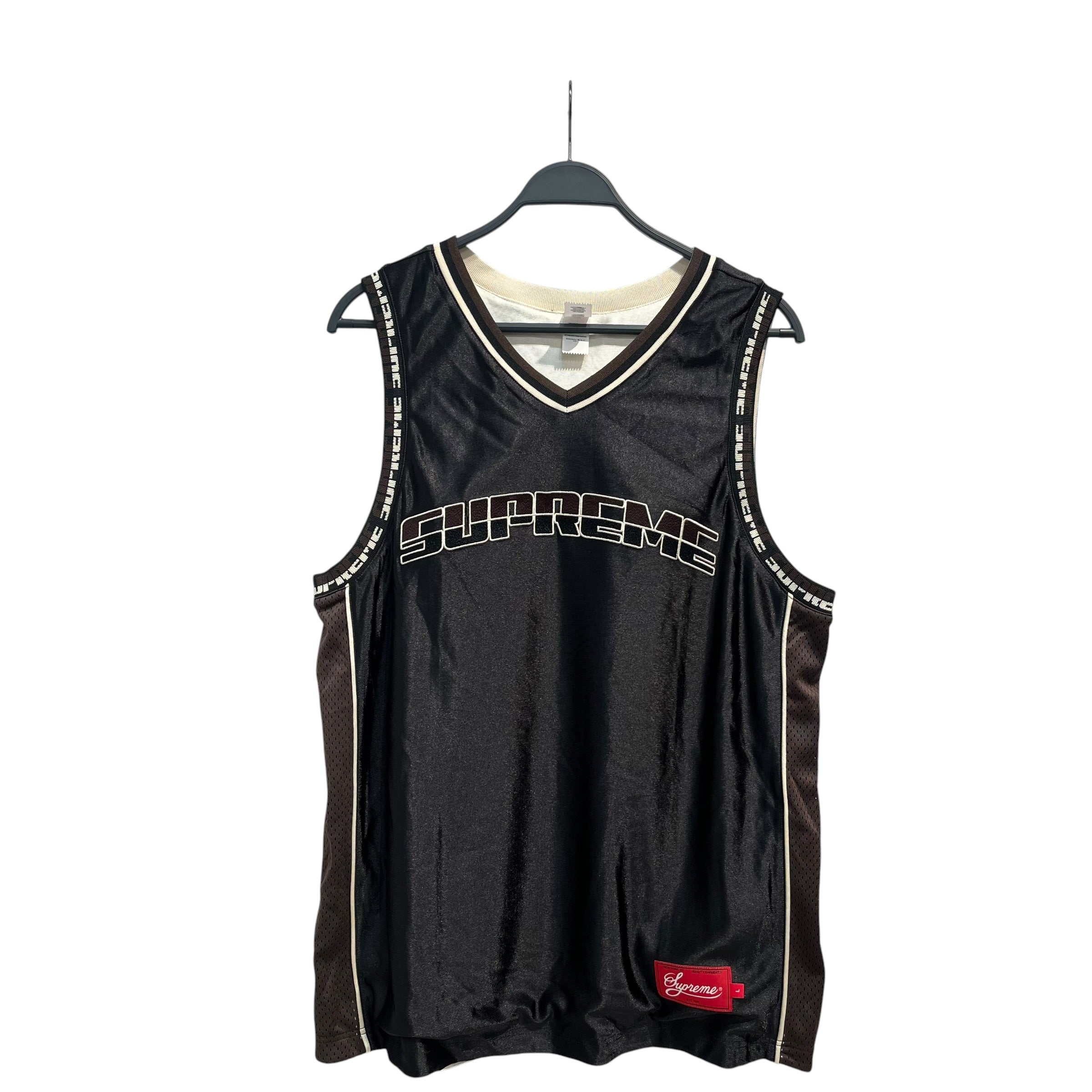Supreme/Tank Top/L/Cotton/BLK/CHEST AND TRIM HITS BROWN view 1