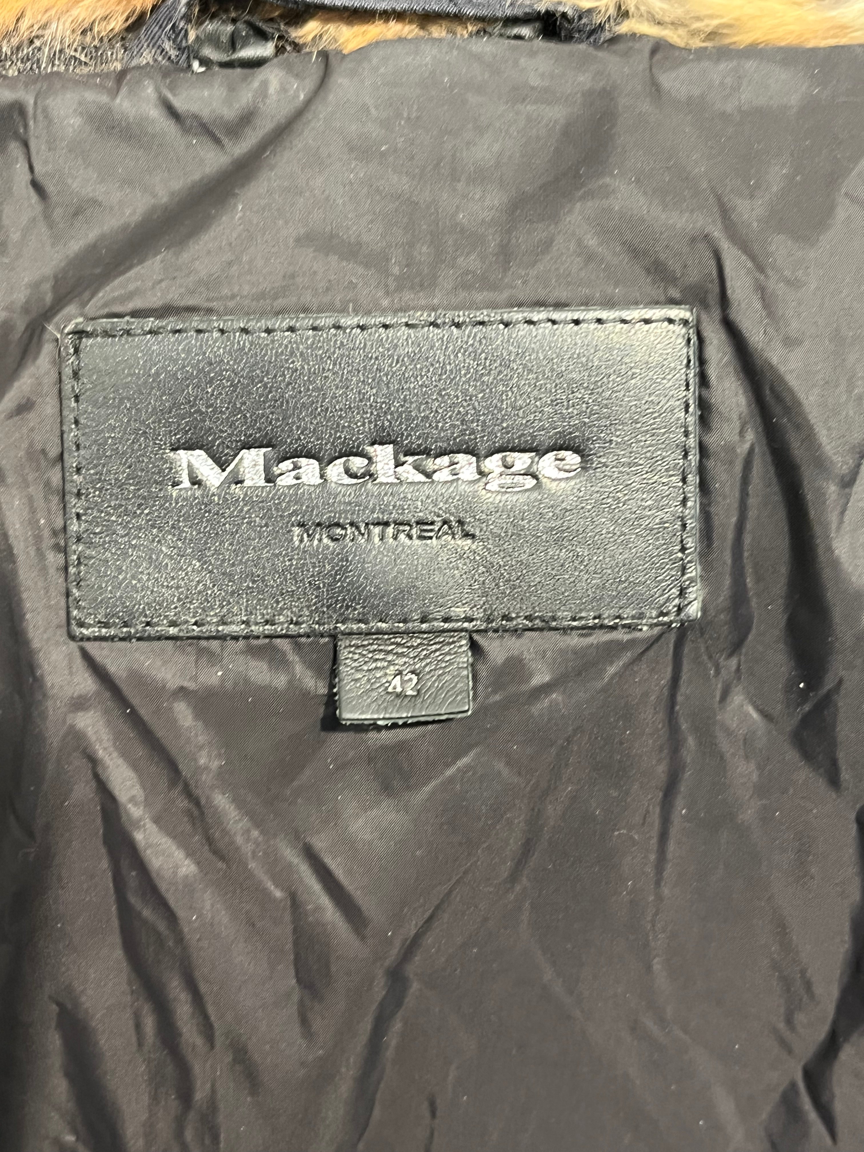 MACKAGE/Puffer Jkt/42/Polyester/NVY/fur hood gold hardware view 11