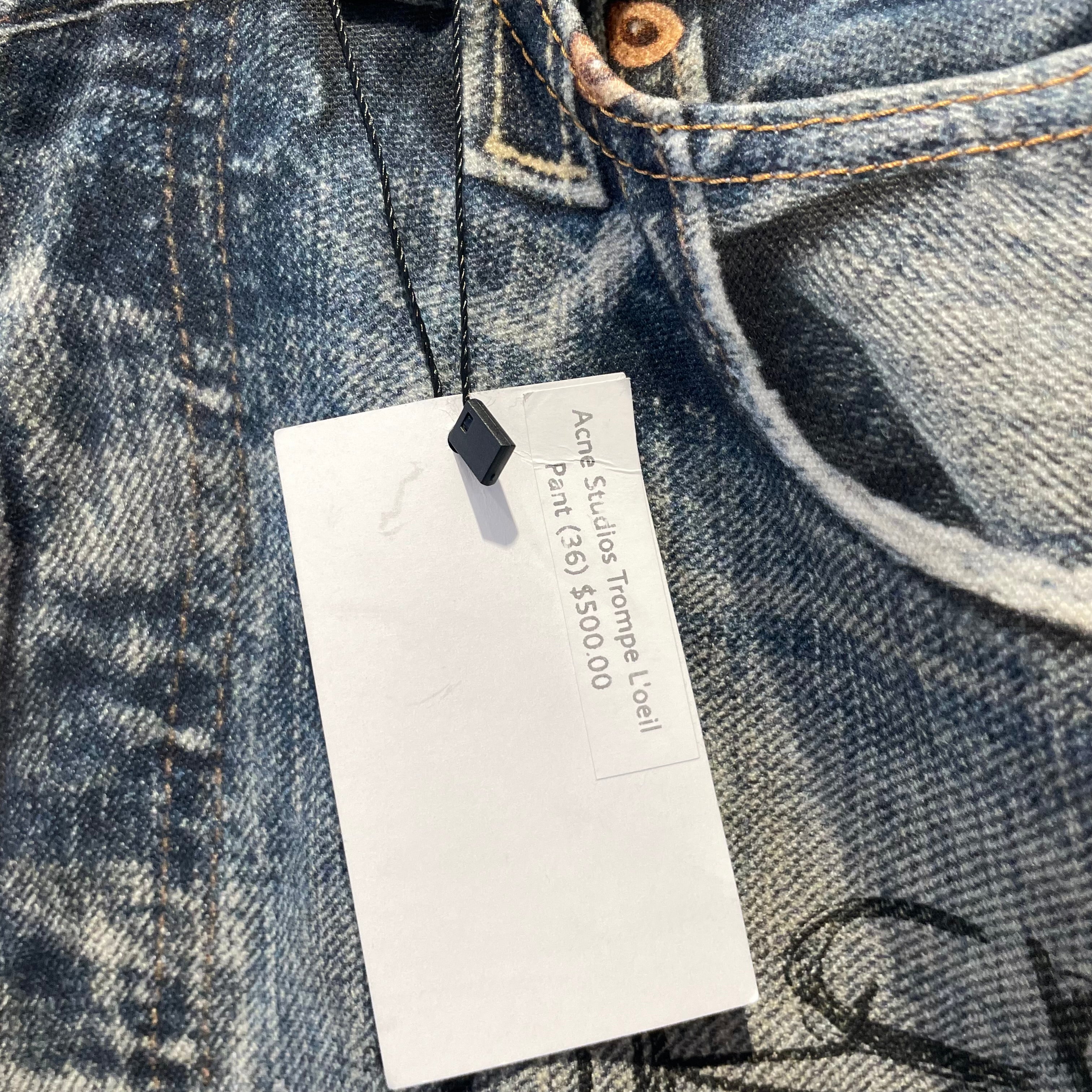 Acne Studios/Straight Pants/Cotton/BLU/All Over Print/SCRIBBLE view 5