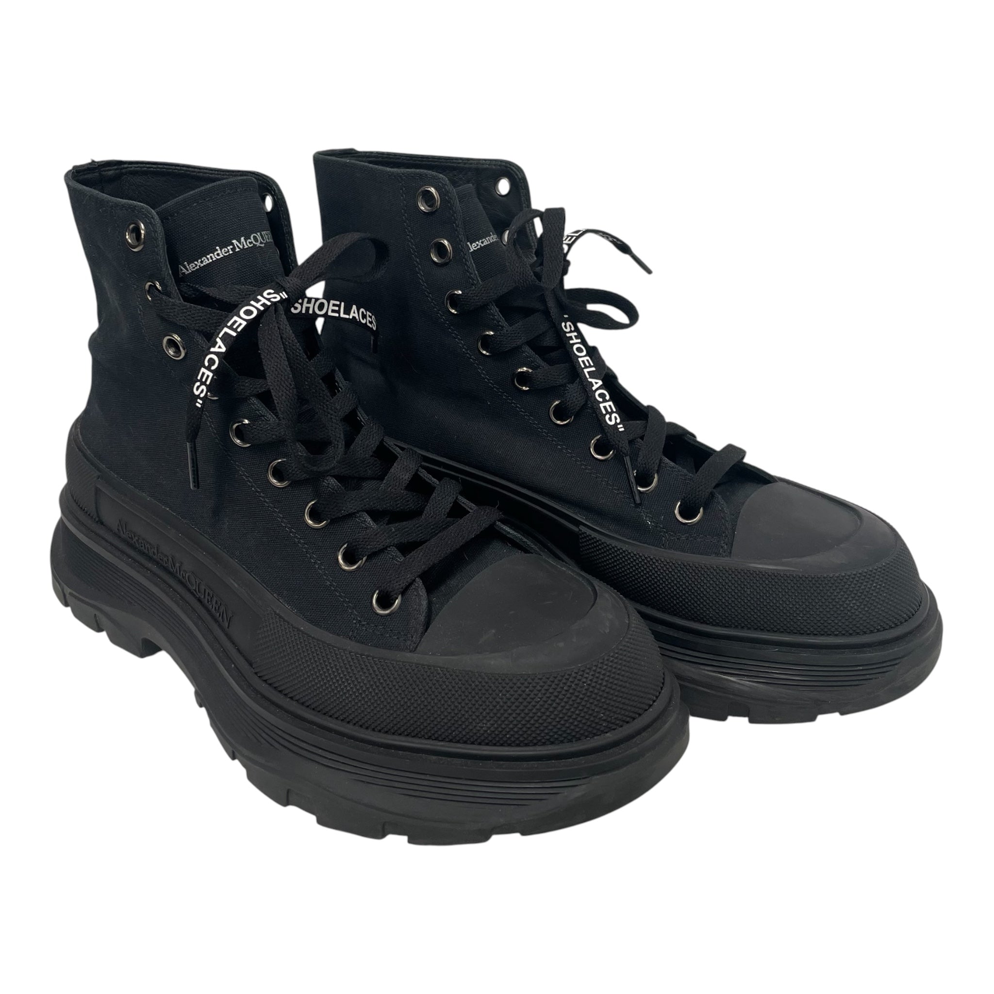 Alexander McQueen/Lace Up Boots/US 9/Cotton/BLK/RUBBERTOE view 1