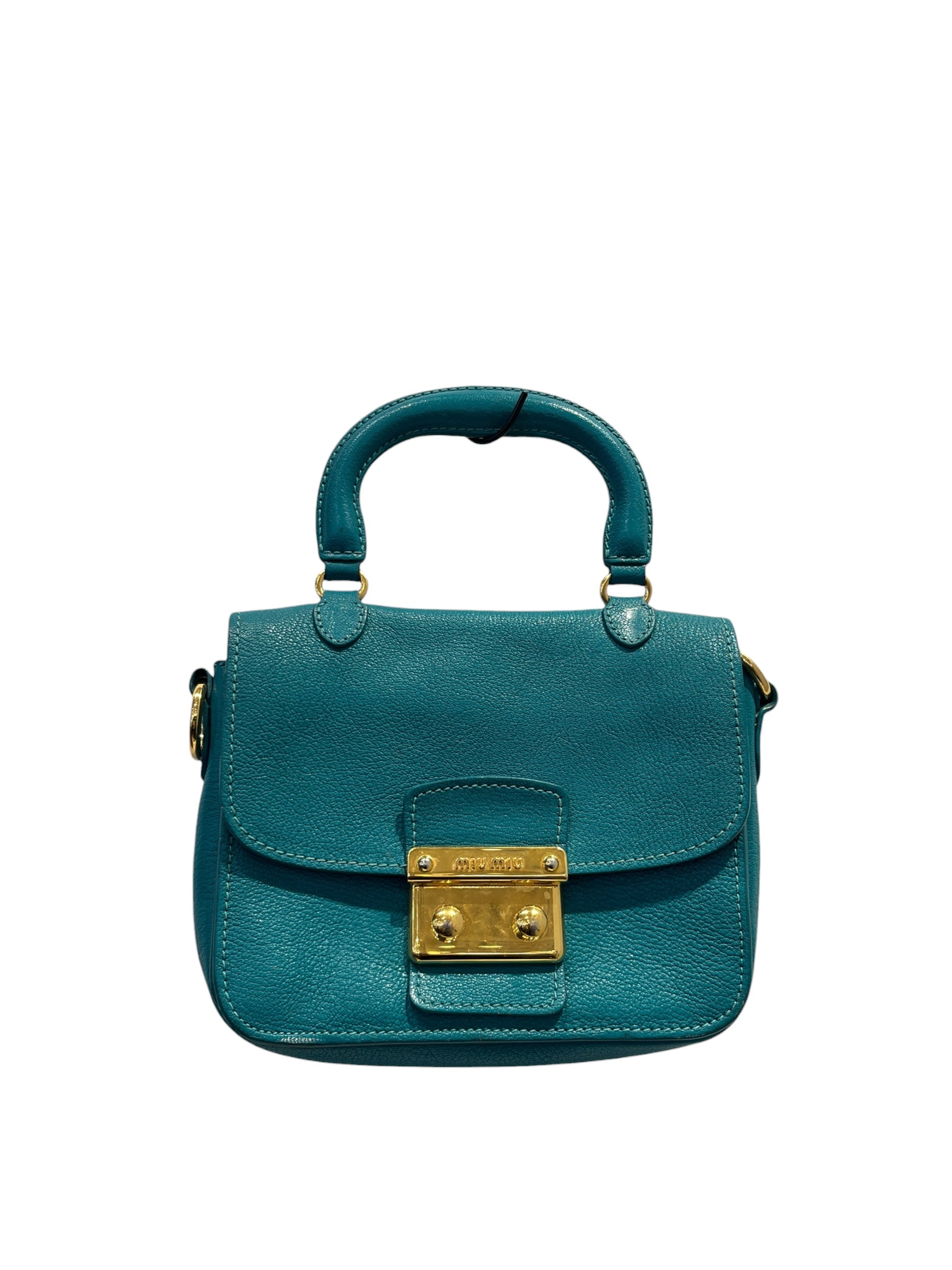 MIU MIU/Tote Bag/Leather/BLU/TURQOISETOPHANDLE view 1