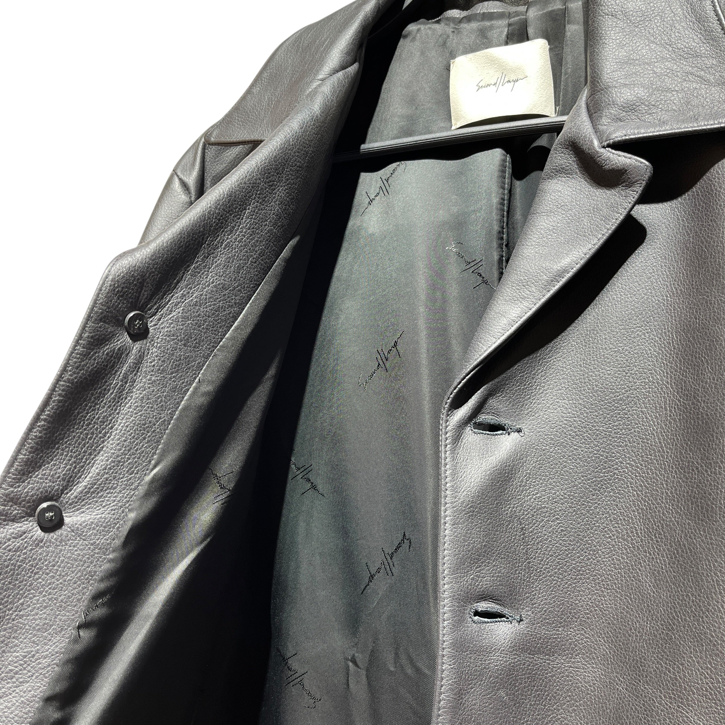 Second/Layer/Leather Jkt/48/Leather/BLK/long coat view 4