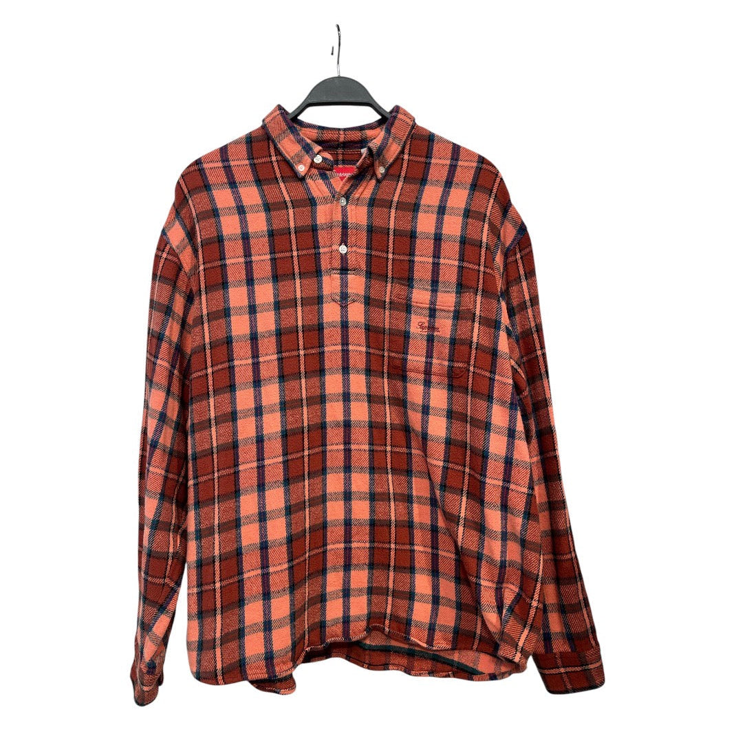 Supreme/Flannel Shirt/L/ORN/Plaid/quarter flannel view 1