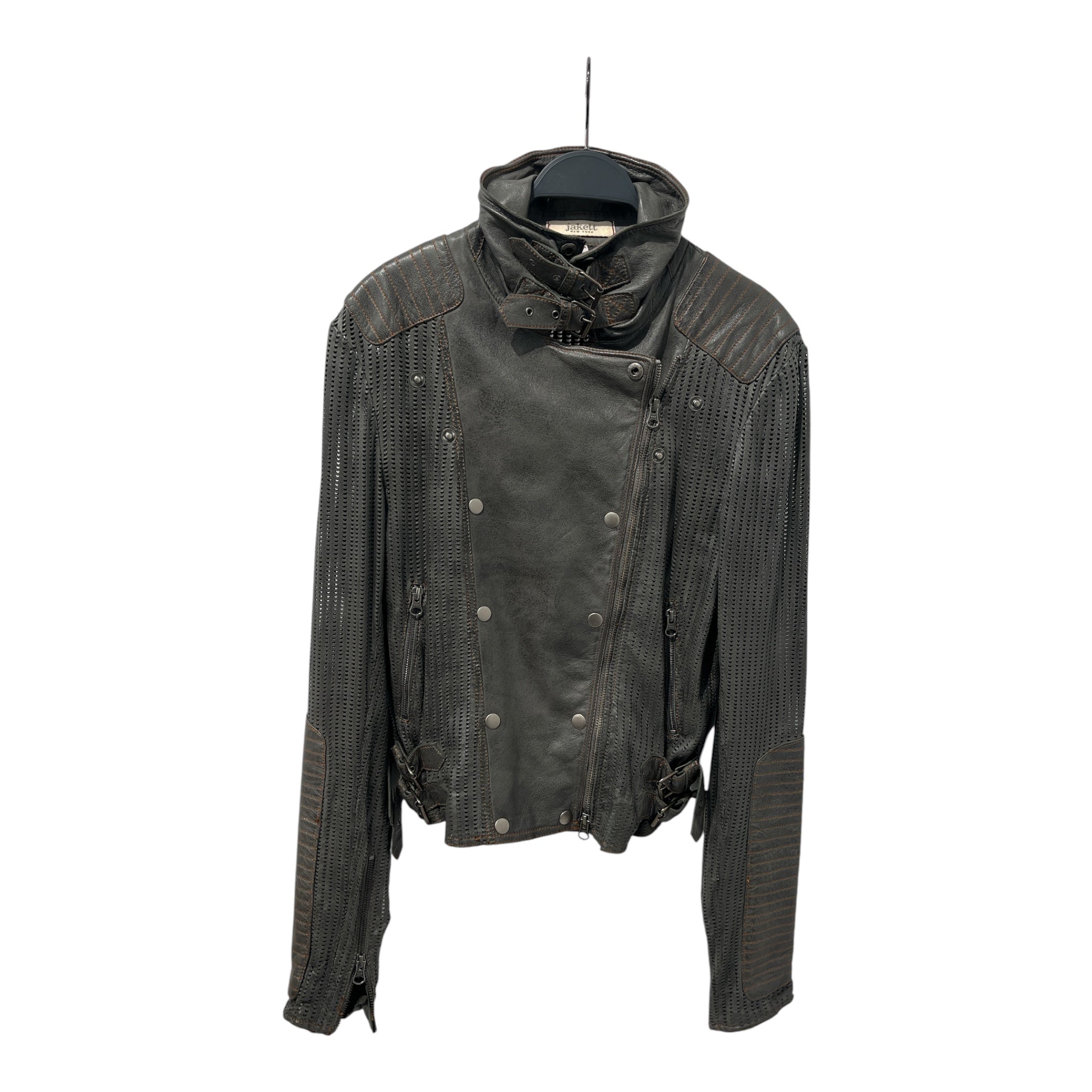 JACKETT/Vintage/Riders Jkt (S)/L/Leather/GRY/PERFORATED LEATHER BIKER view 1