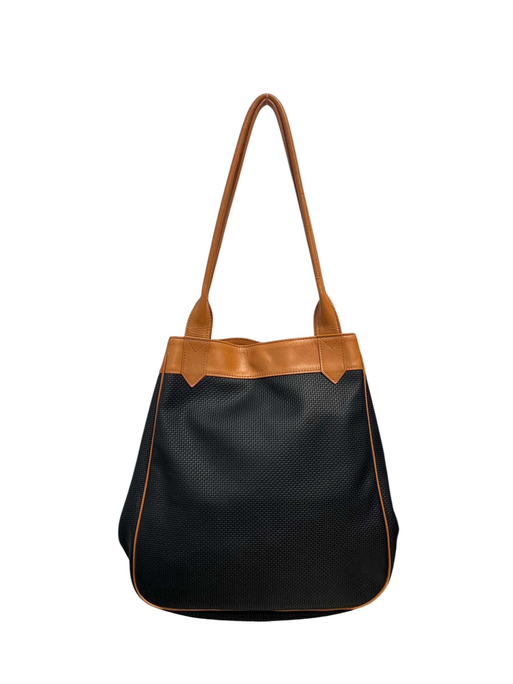 YVES SAINT LAURENT/Hand Bag/Nylon/BLK/BROWN LEATHER ACCENTS view 2