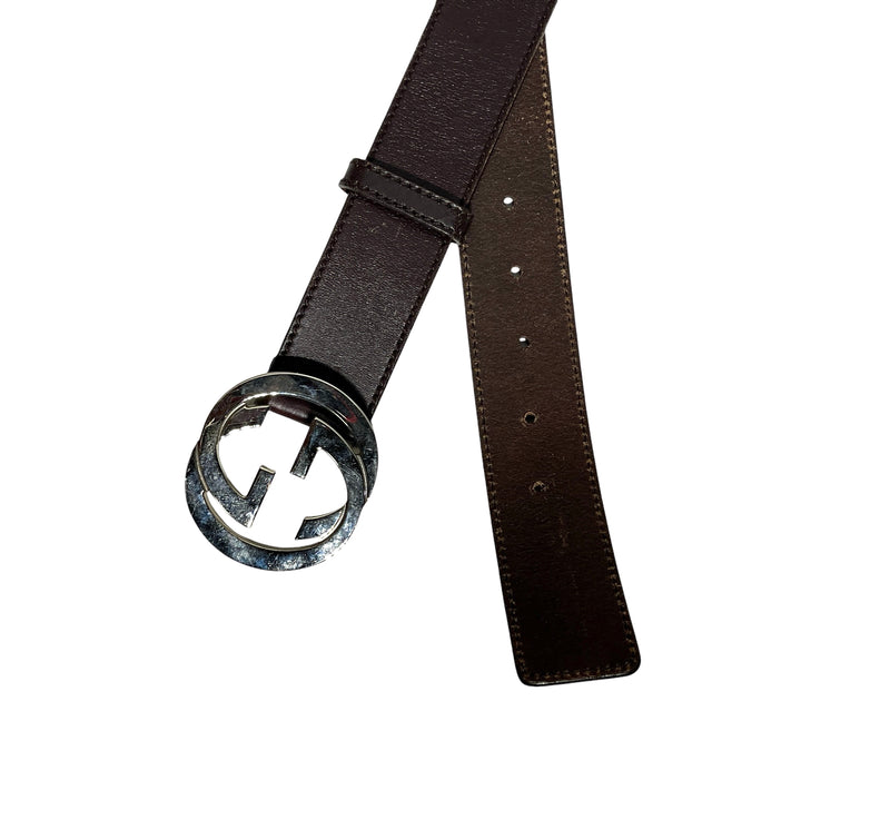 GUCCI/Belt/Leather/BRW/Gucci Brown Interlock Belt