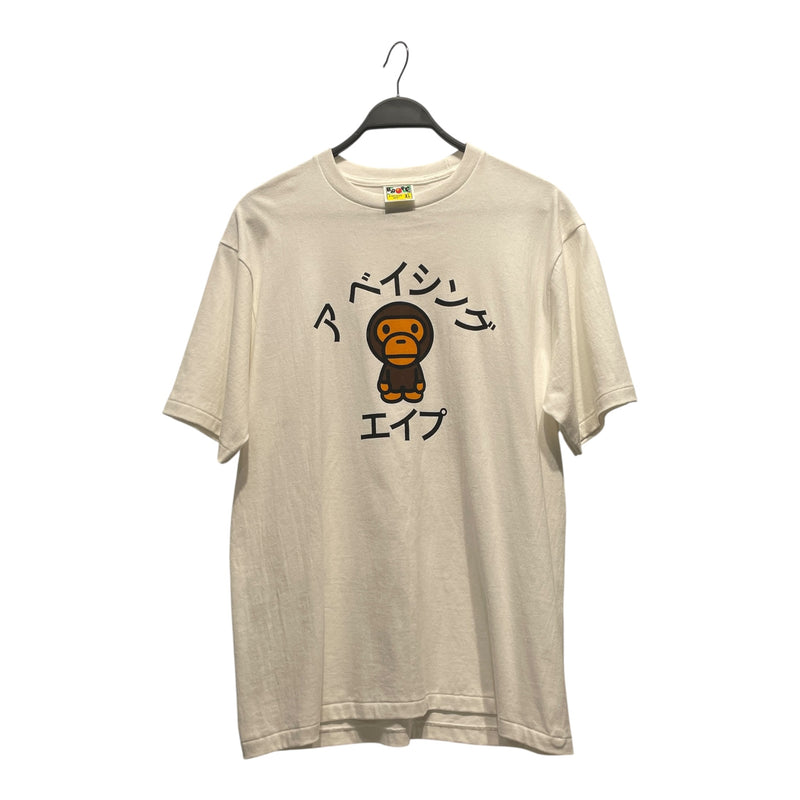 A BATHING APE/T-Shirt/XL/Cotton/WHT/JAPANESE LOGO