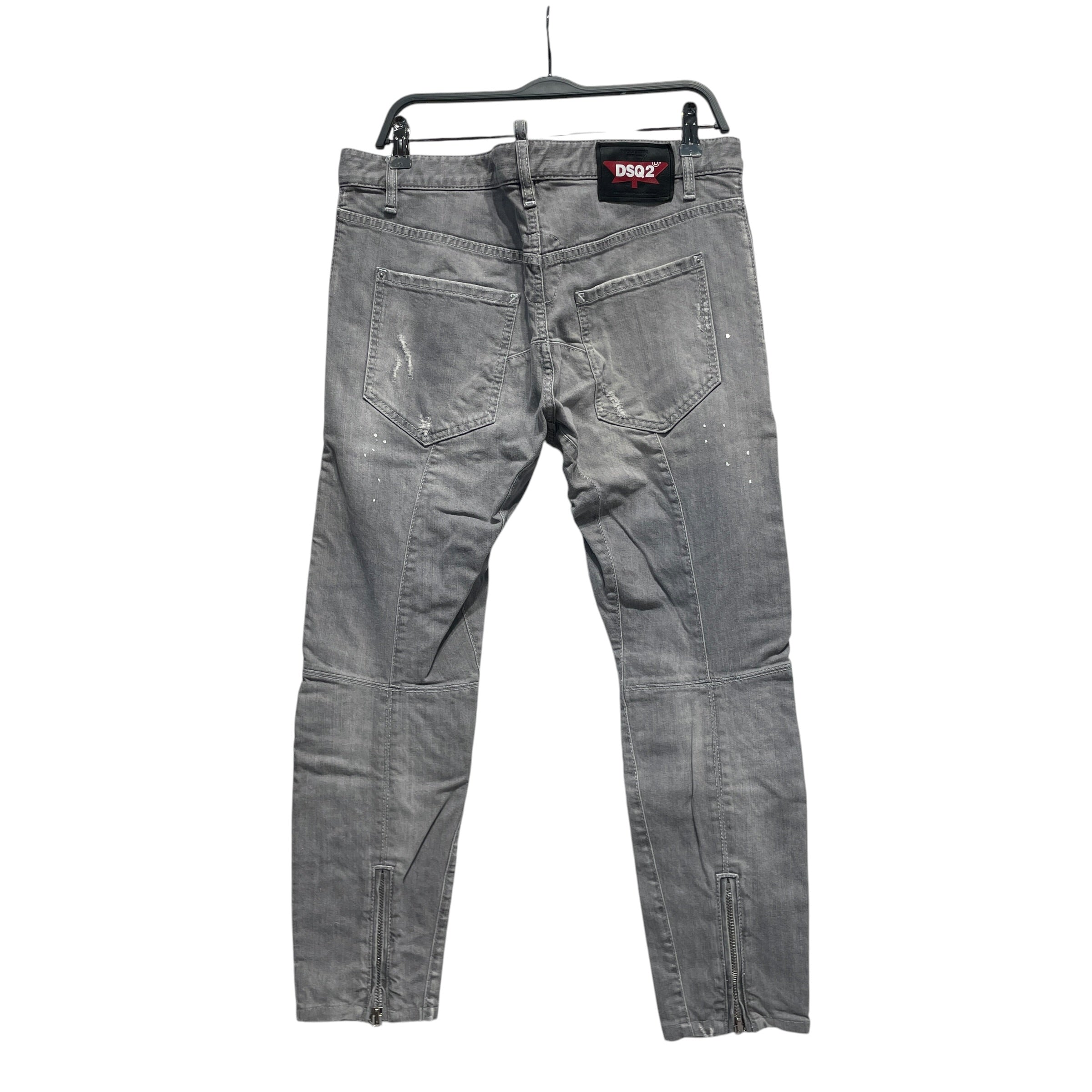 DSQUARED2/Skinny Pants/52/Denim/GRY/stitch/paintsplatter/zipper view 2