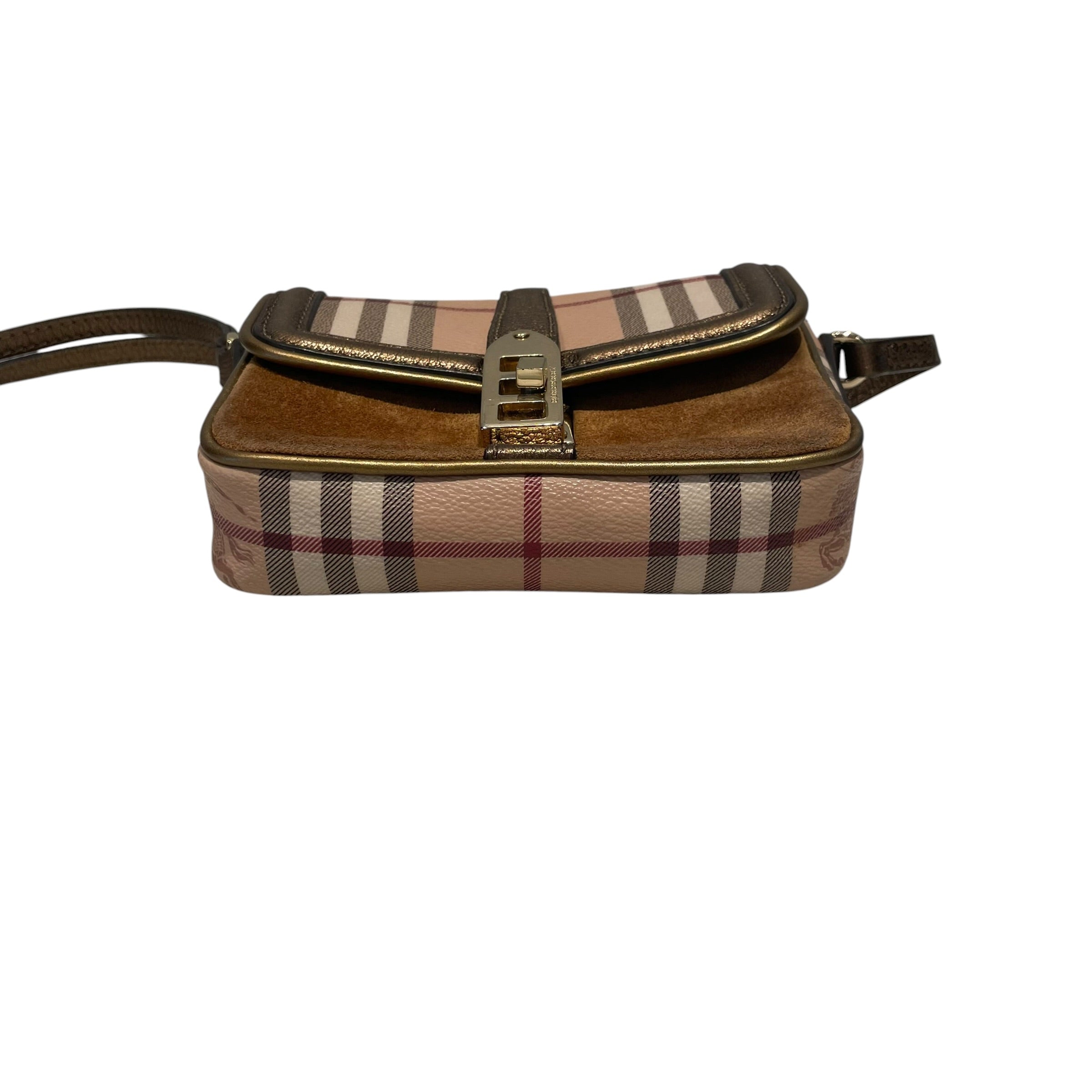 BURBERRY/Cross Body Bag/Plaid/Suede/BEG/Haymarket CrossBody view 3