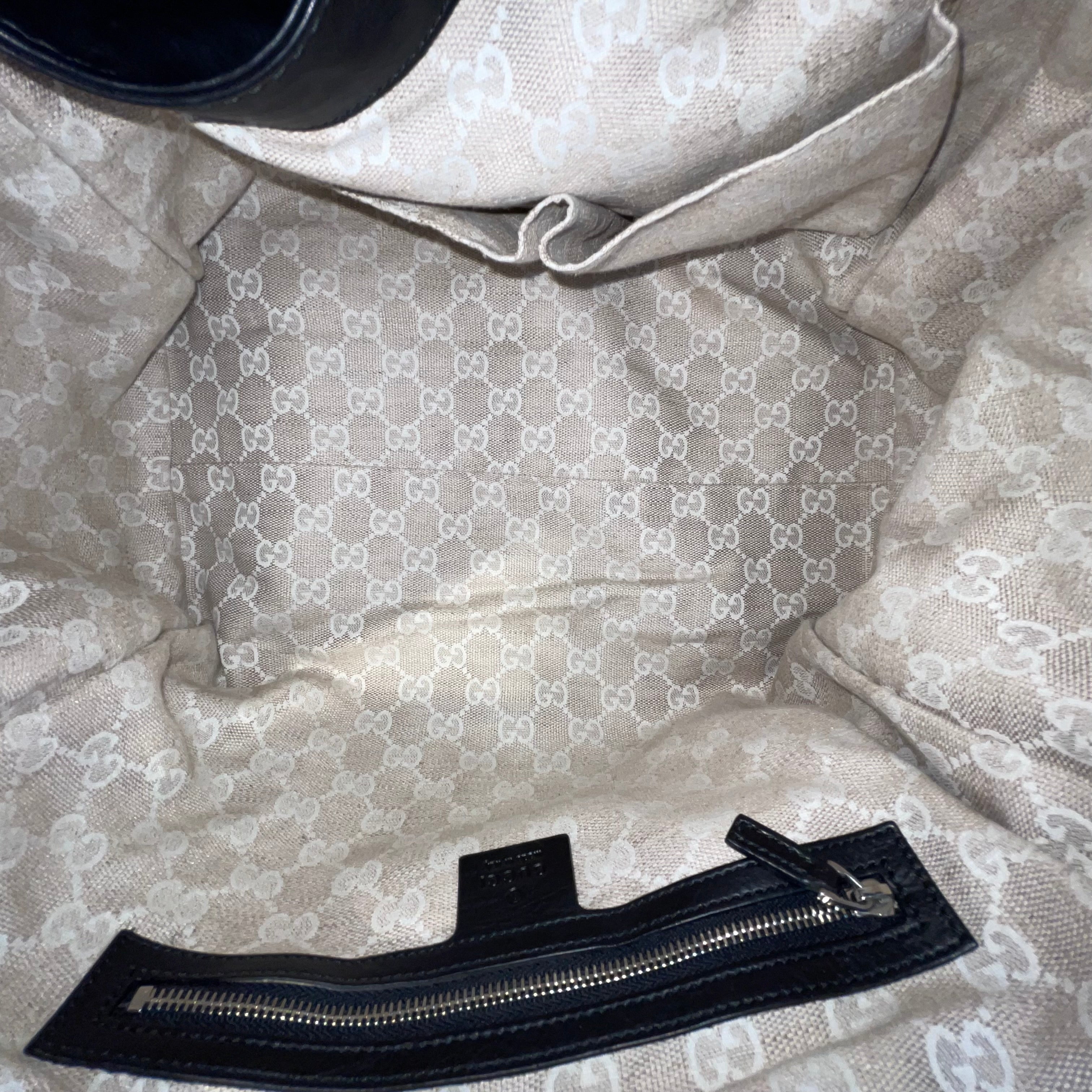 GUCCI/Hand Bag/Leather/BLK/SLV HARDWARE, FRONT CLASP view 4