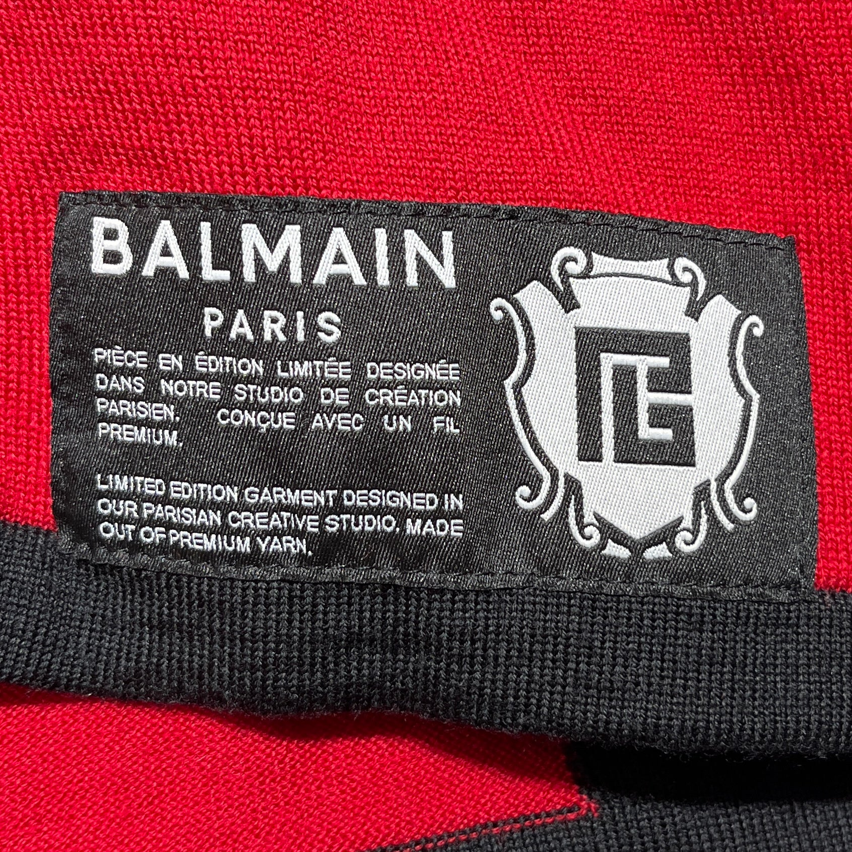 BALMAIN/Sweater/XL/Cotton/RED/RED/BLK/WHT view 3