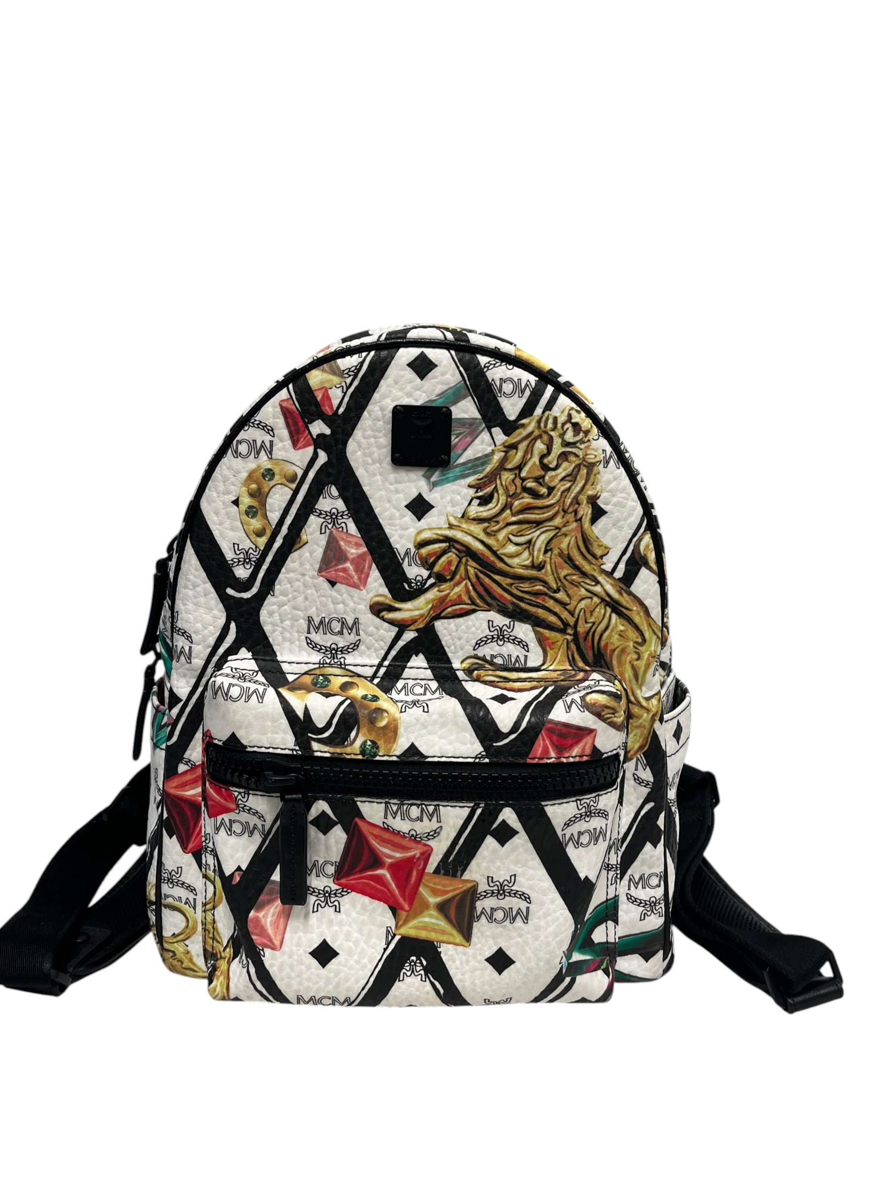 MCM/Backpack/All Over Print/Leather/WHT/ view 1